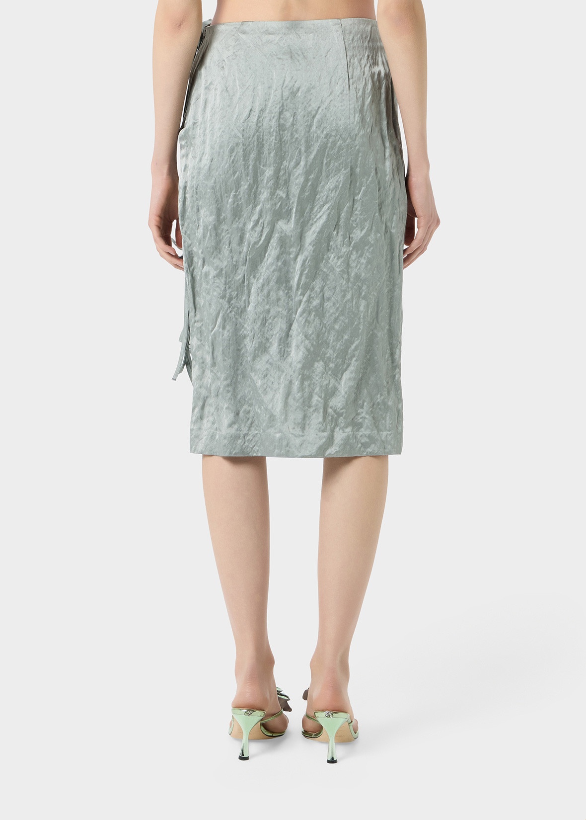WRAP SKIRT IN CRINKLED SATIN - 4