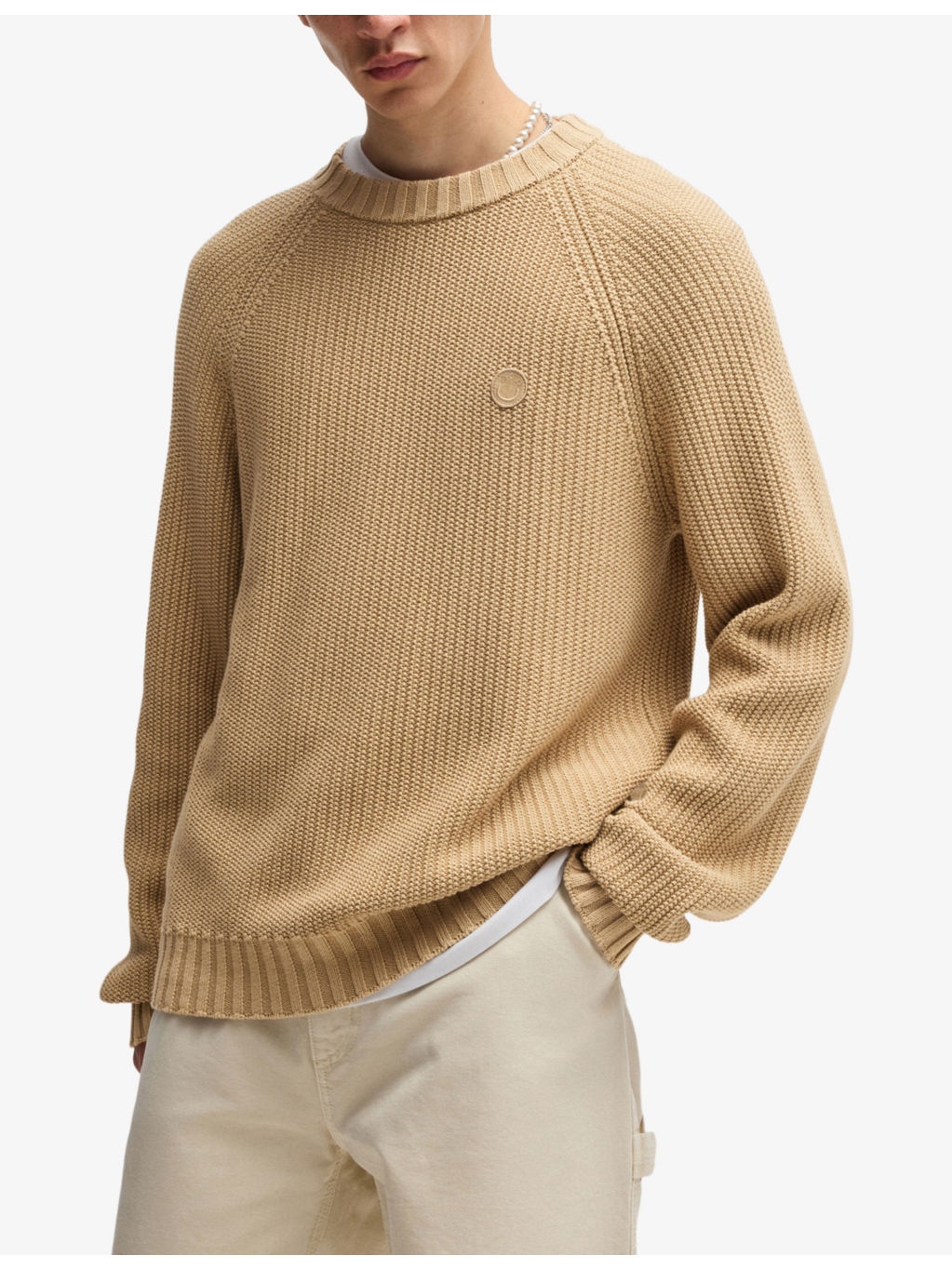 Happy HUGO logo-patch cotton-knit jumper - 3