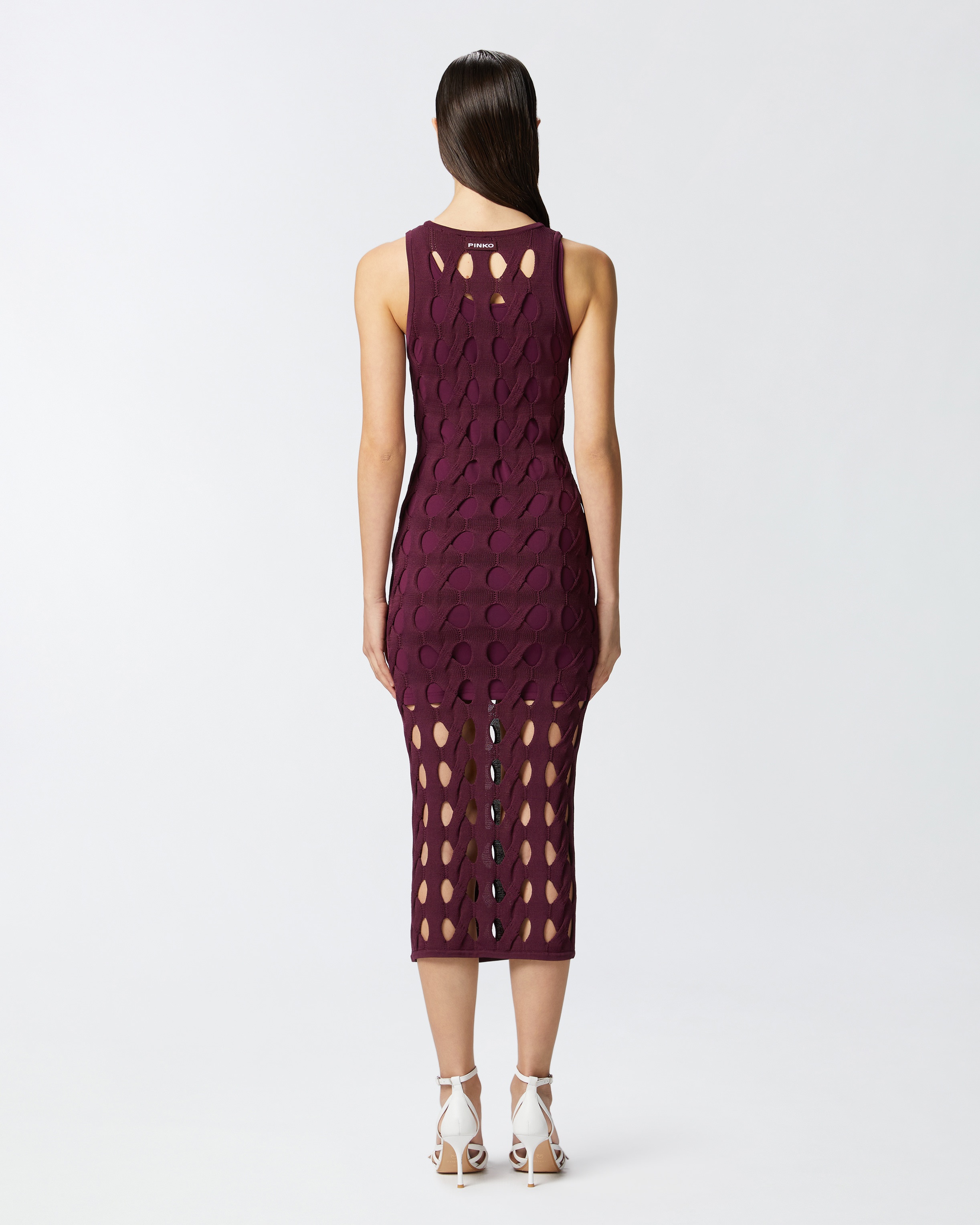 PERFORATED KNIT MIDI DRESS - 4