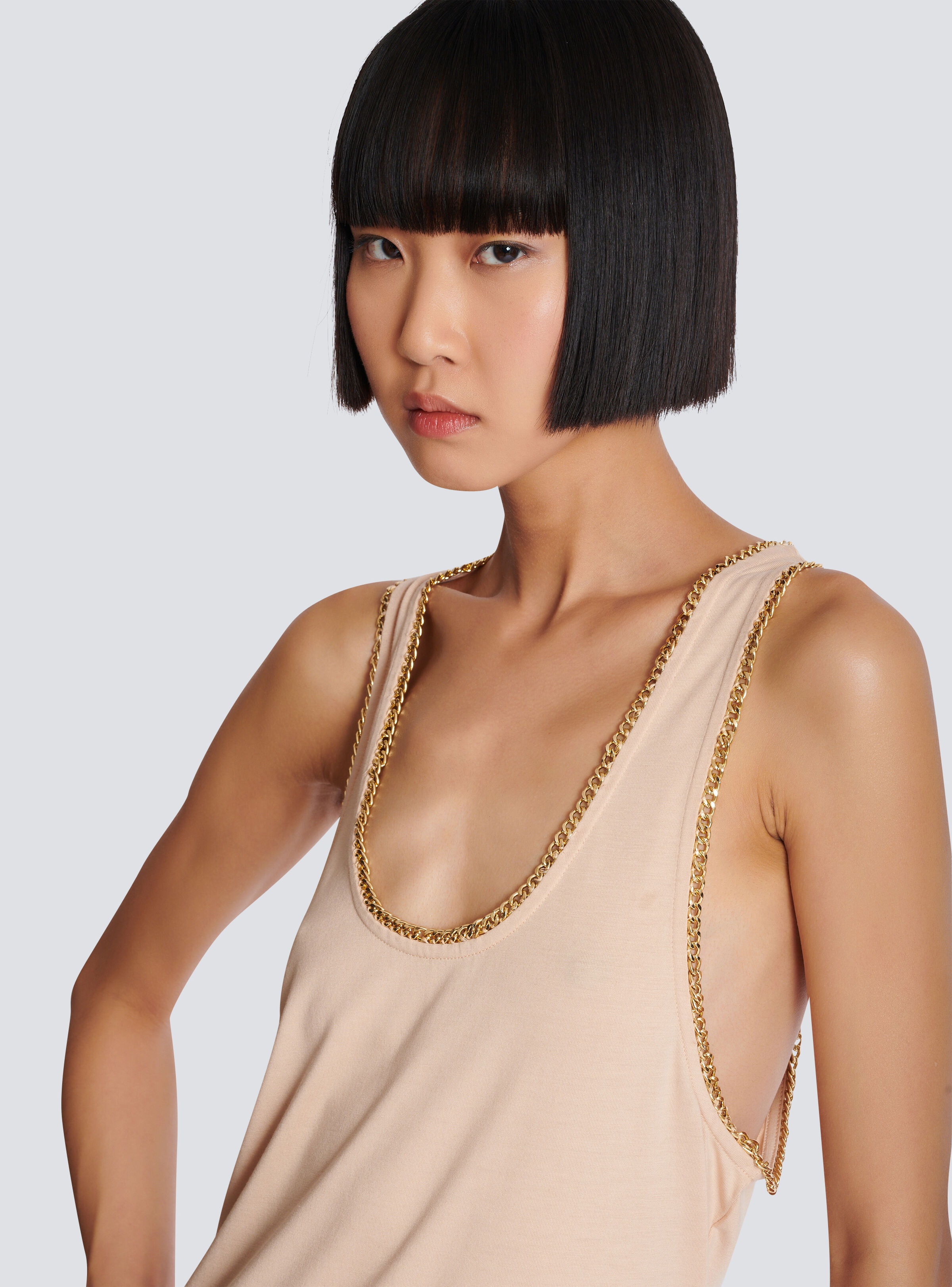 Relaxed jersey tank top with chains - 7