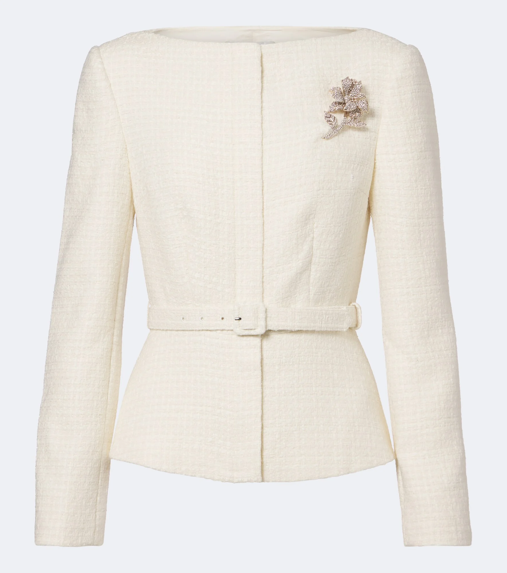Belted embellished bouclé jacket - 1