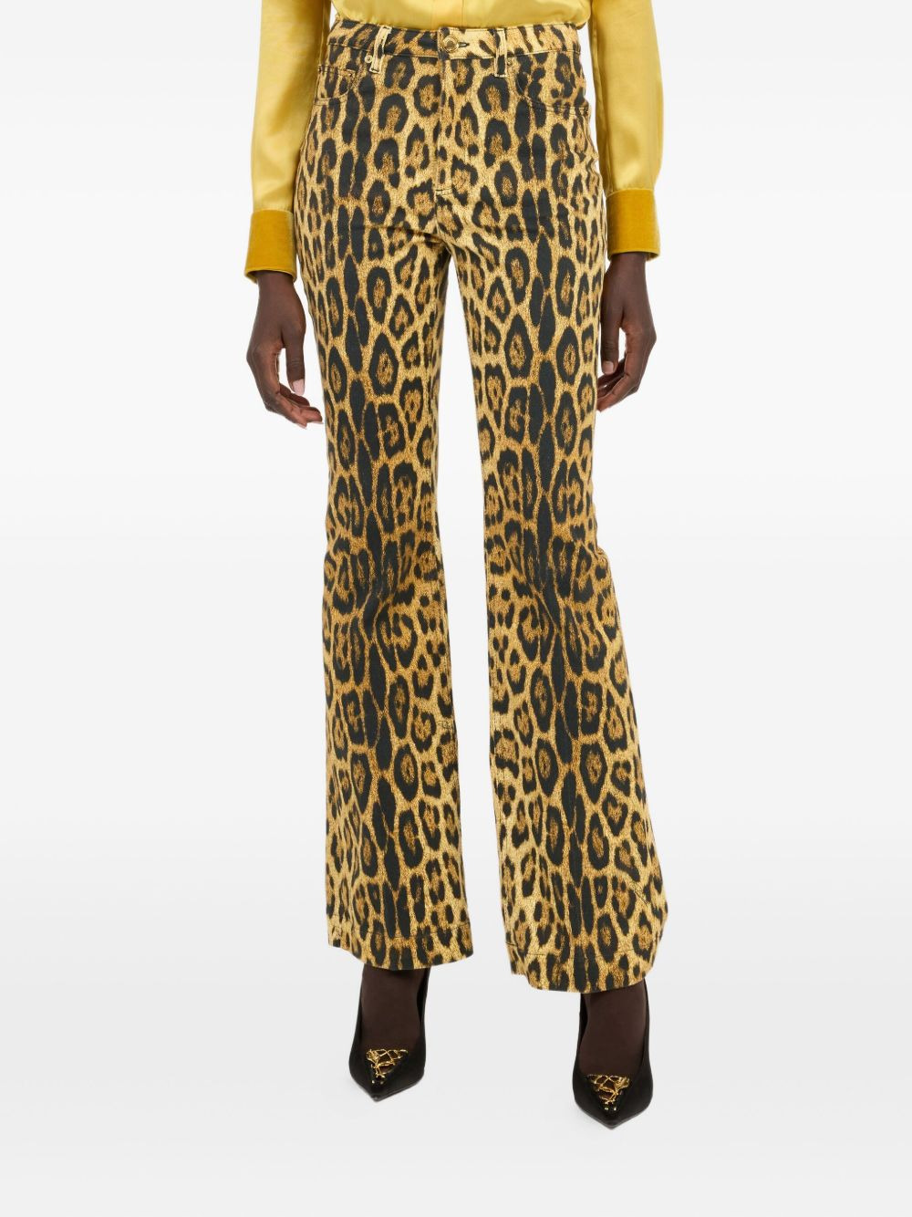 jaguar-print flared jeans - 3