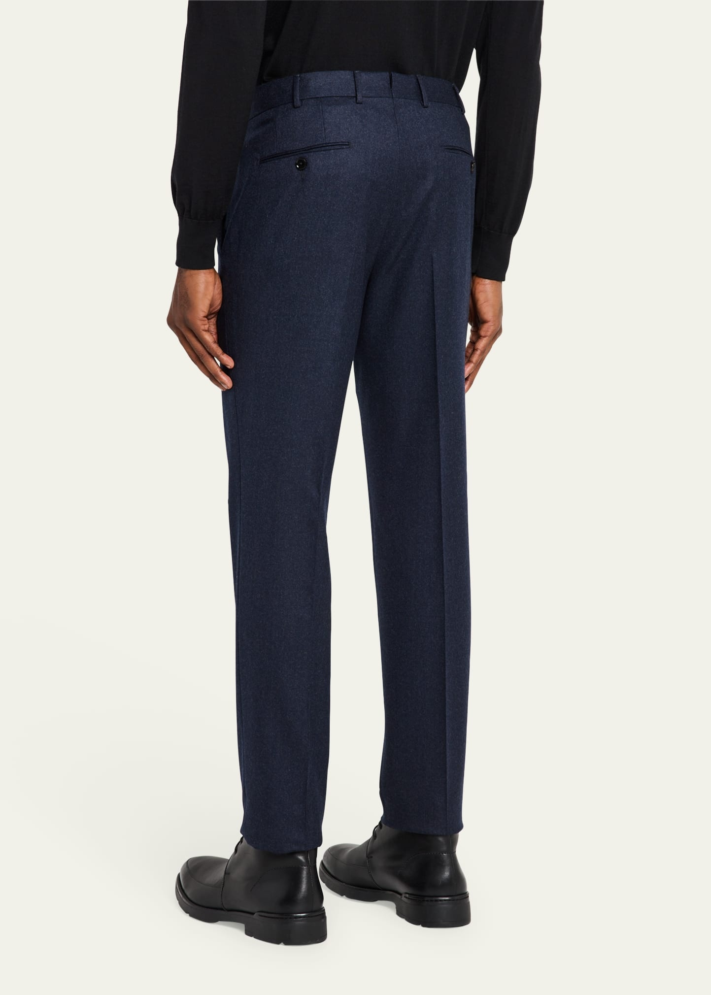 Men's Wool Flannel Flat-Front Trousers - 3