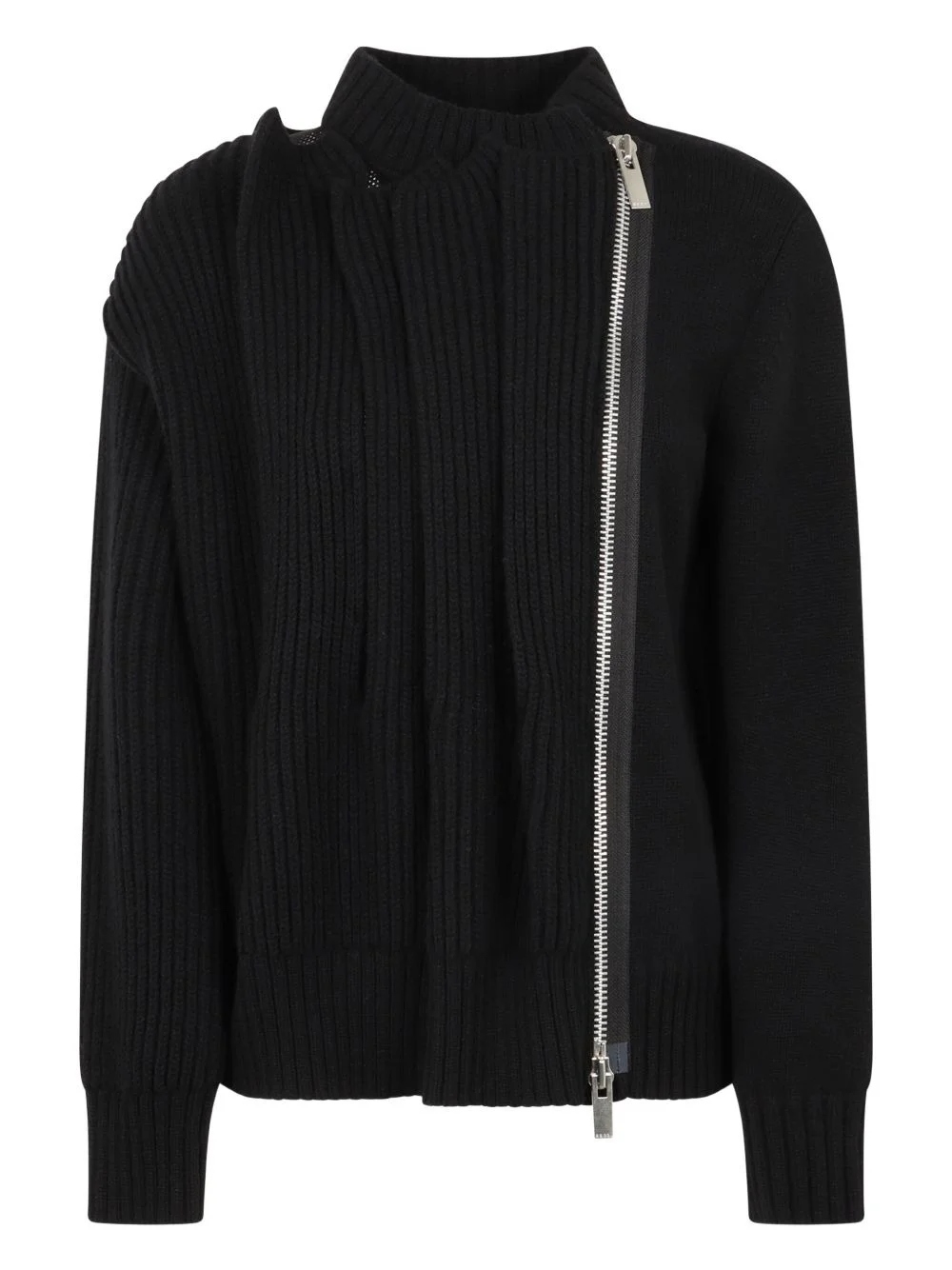 ribbed-knit zip-front cardigan - 1