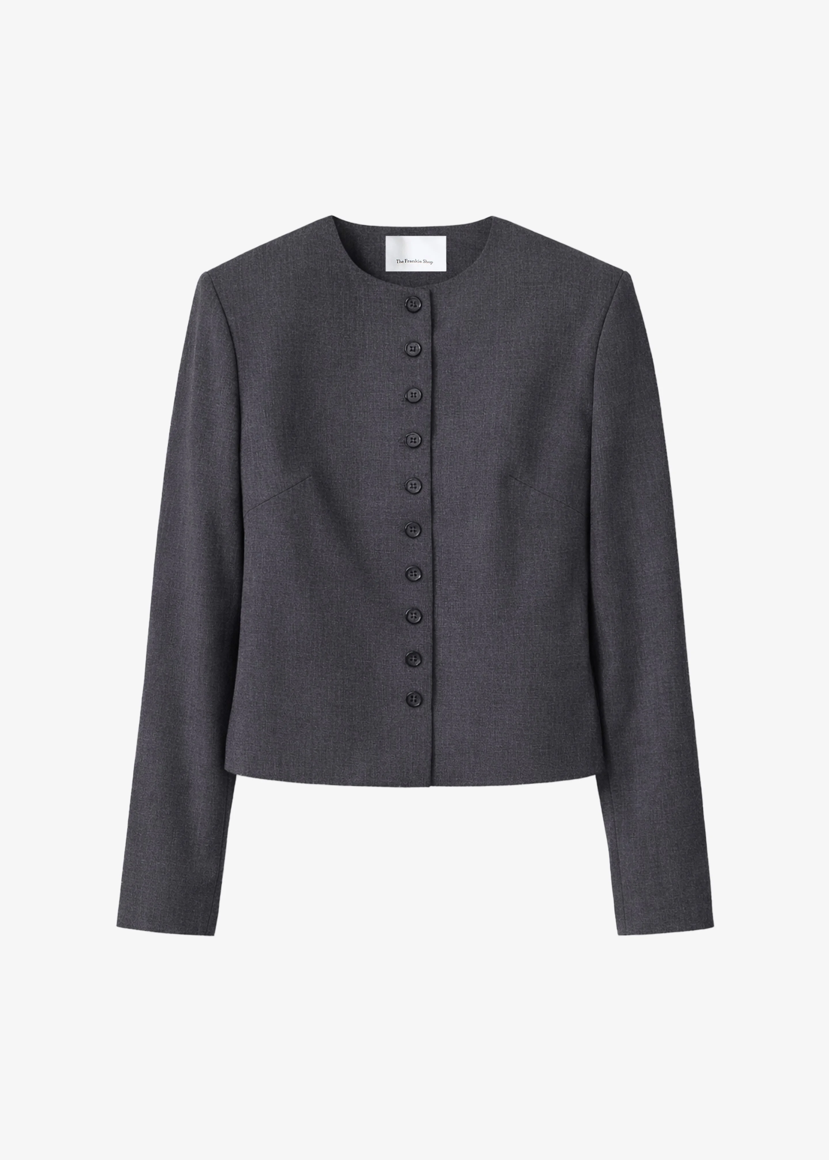 Katya Button-Up Boxy Top - Dark Grey Melange - 1