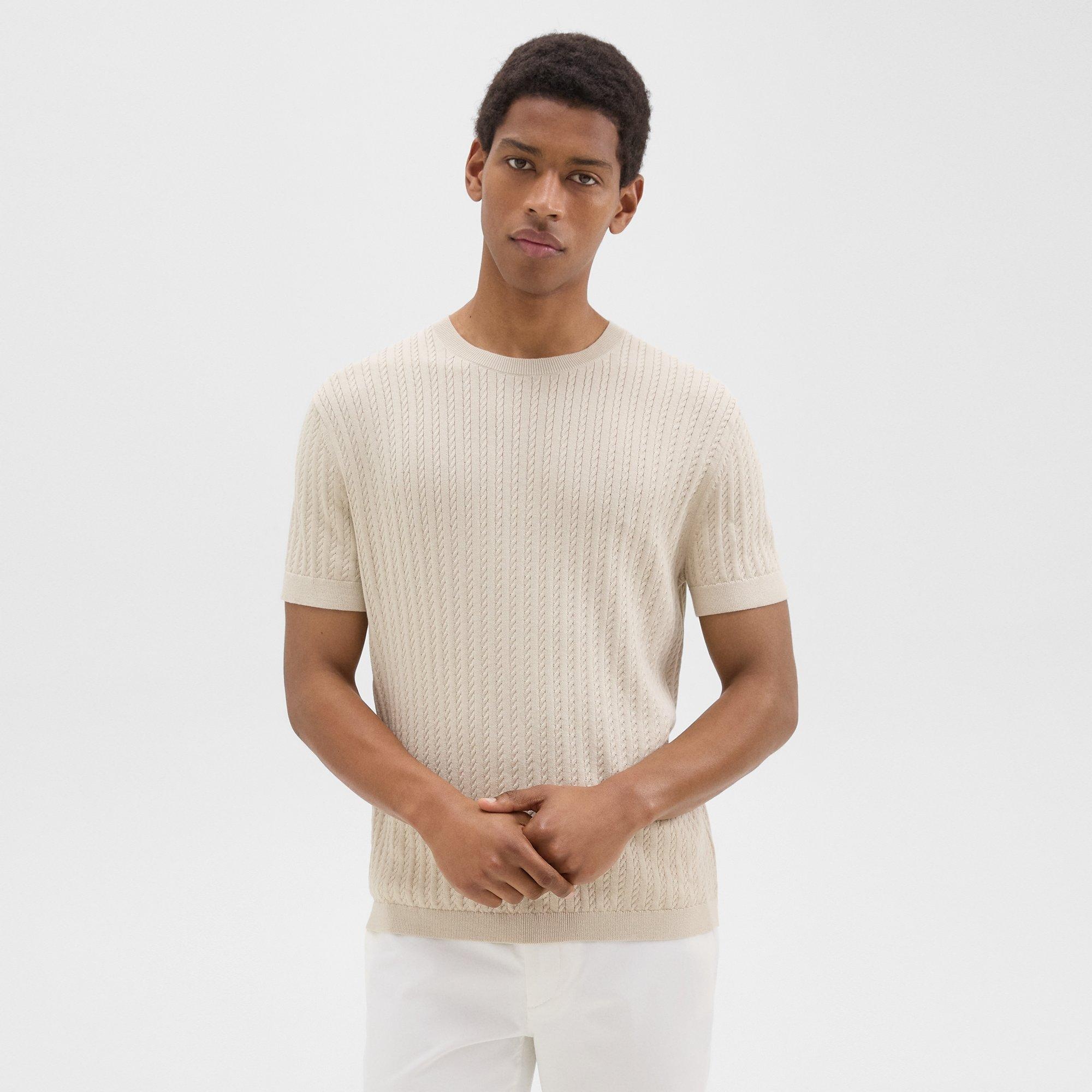 Cable Knit Tee in Cotton - 2