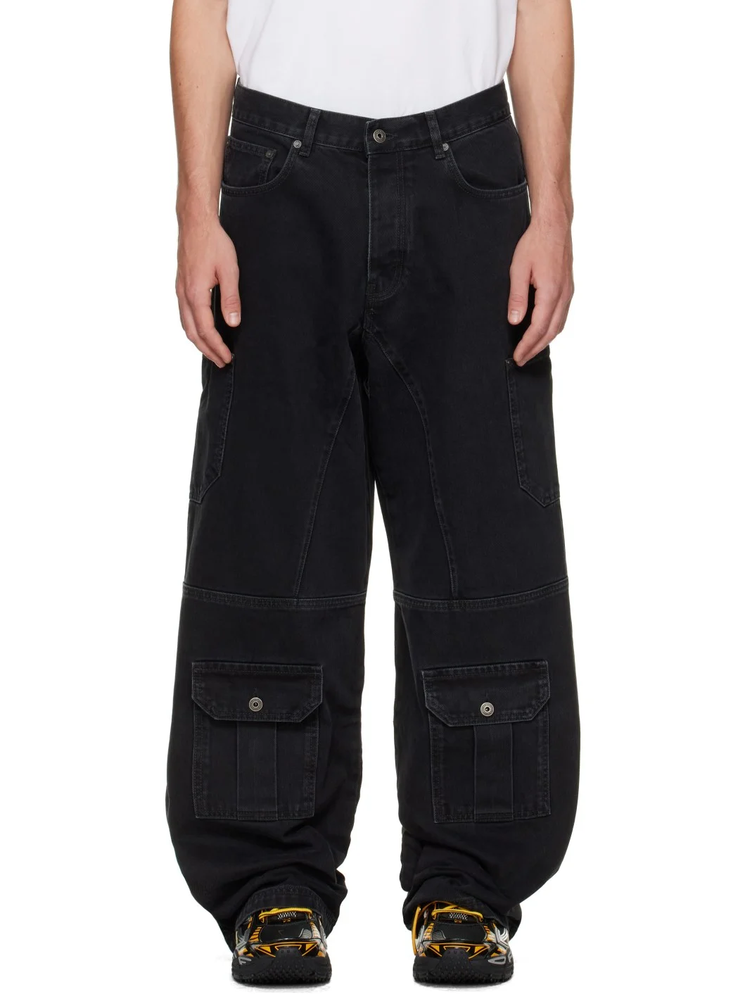 Black Half Arrow Cargo Slouchy Jeans - 1