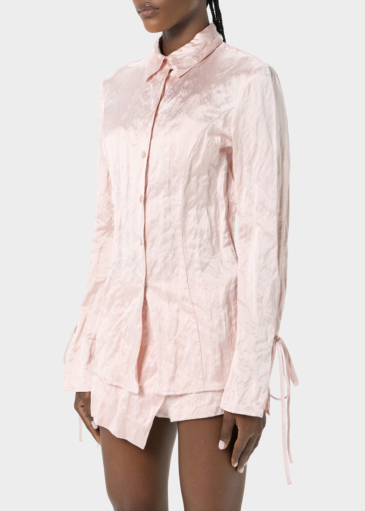 CRINKLED SATIN SHIRT - 5