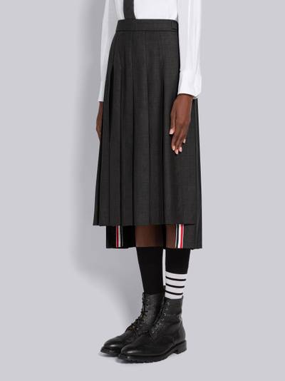 Thom Browne Dark Grey Super 120's Twill Below Knee Pleated Skirt outlook