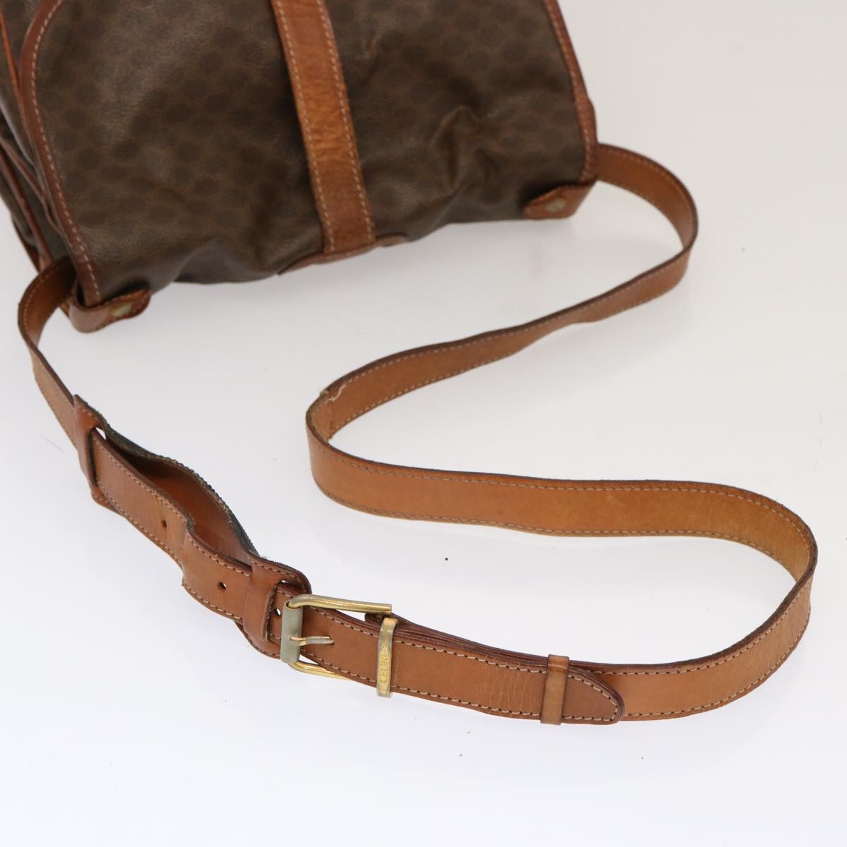 CELINE Macadam Canvas Shoulder Bag Pvc Brown - 7