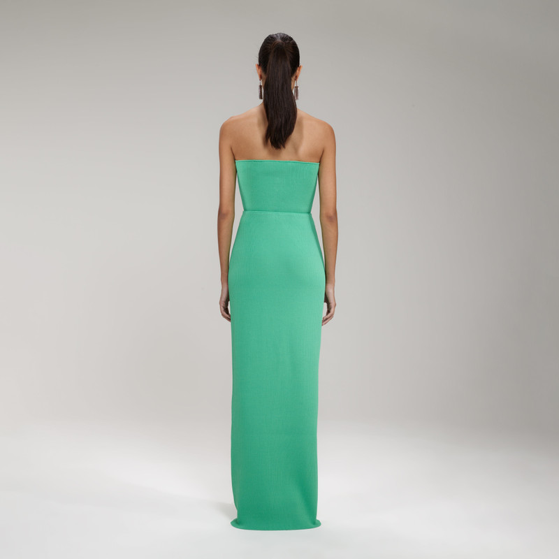 Green Strapless Ribbed Knit Top 3