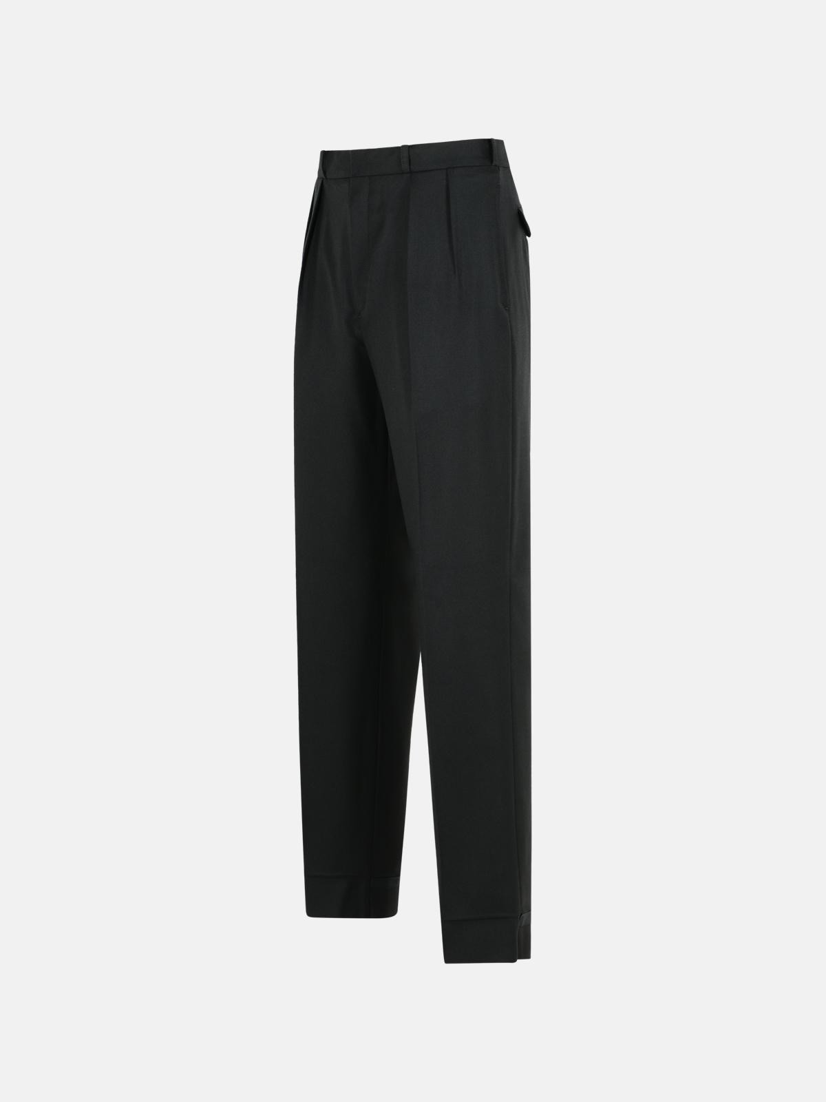 BLACK VIRGIN WOOL TROUSERS - 2