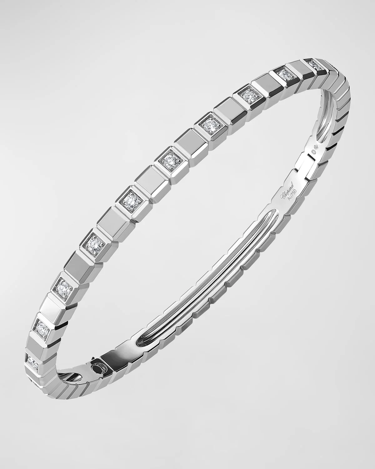 Ice Cube 18K White Gold Alternating Diamond Bracelet - 1