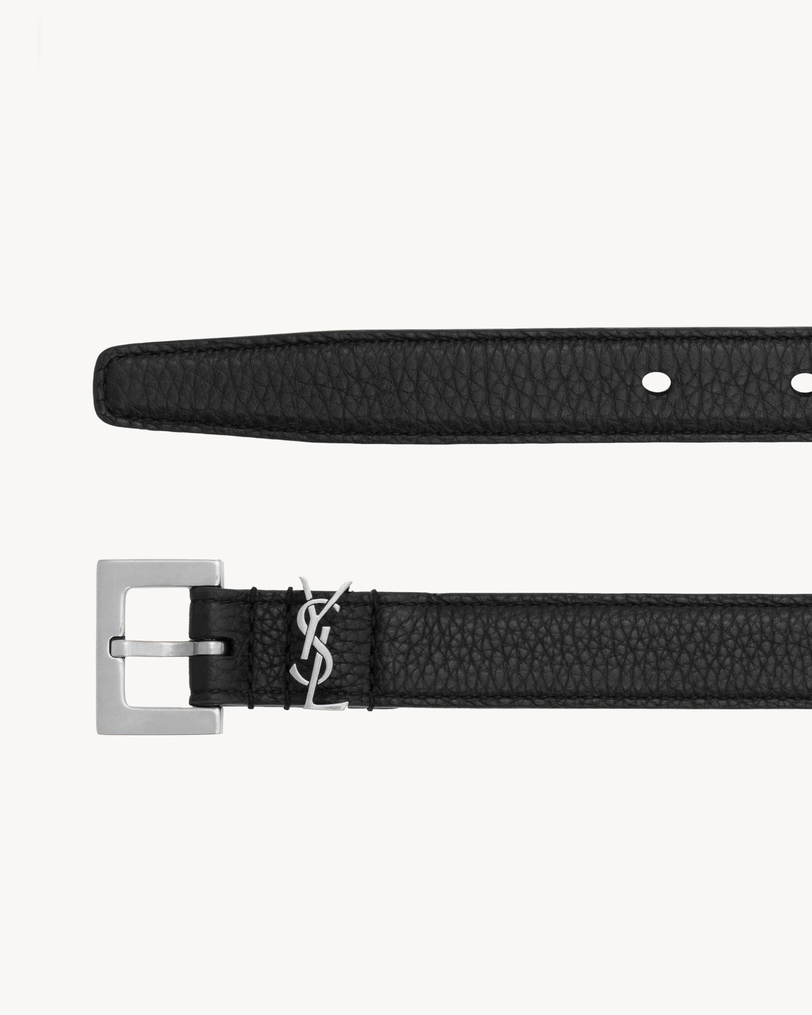 cassandre thin belt with square buckle in grained leather - 2