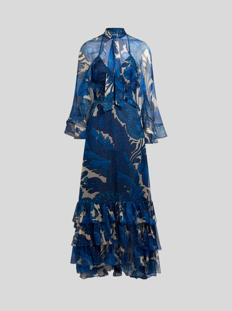 DRESS WITH MAXI FLORAL PRINT AND DETACHABLE CAPE 1