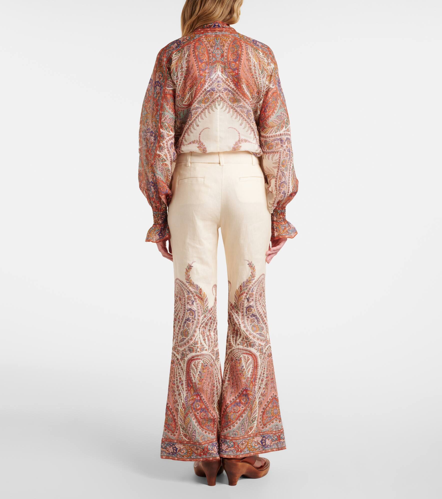 Paisley linen flared pants - 3