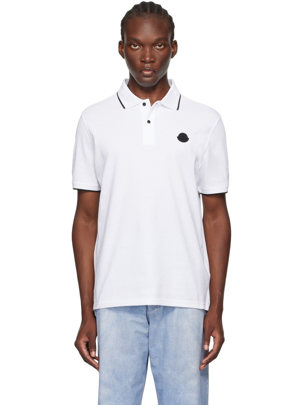 White Logo Patch Polo - 1