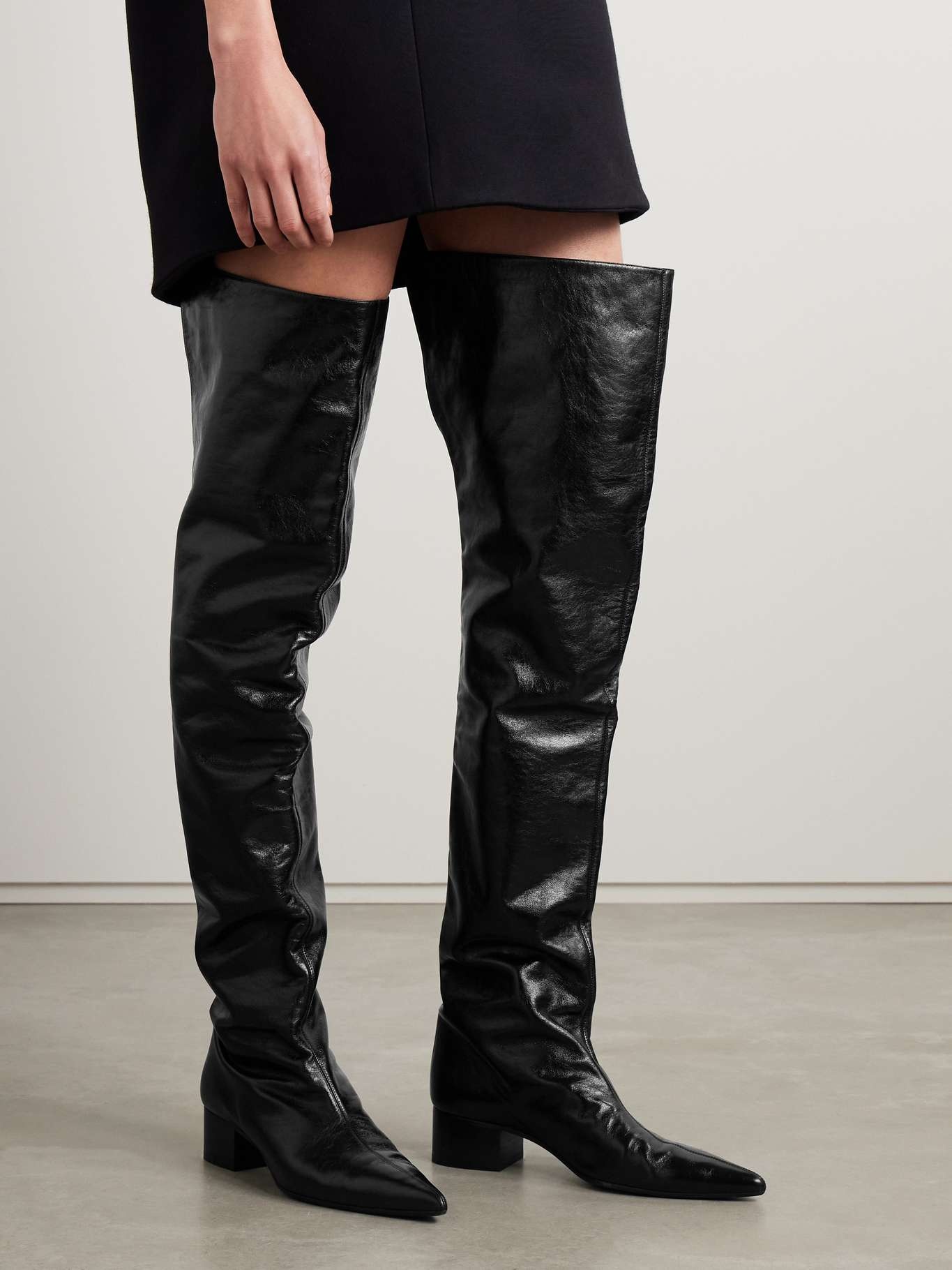 Andee crinkled-leather over-the-knee boots Black - 2