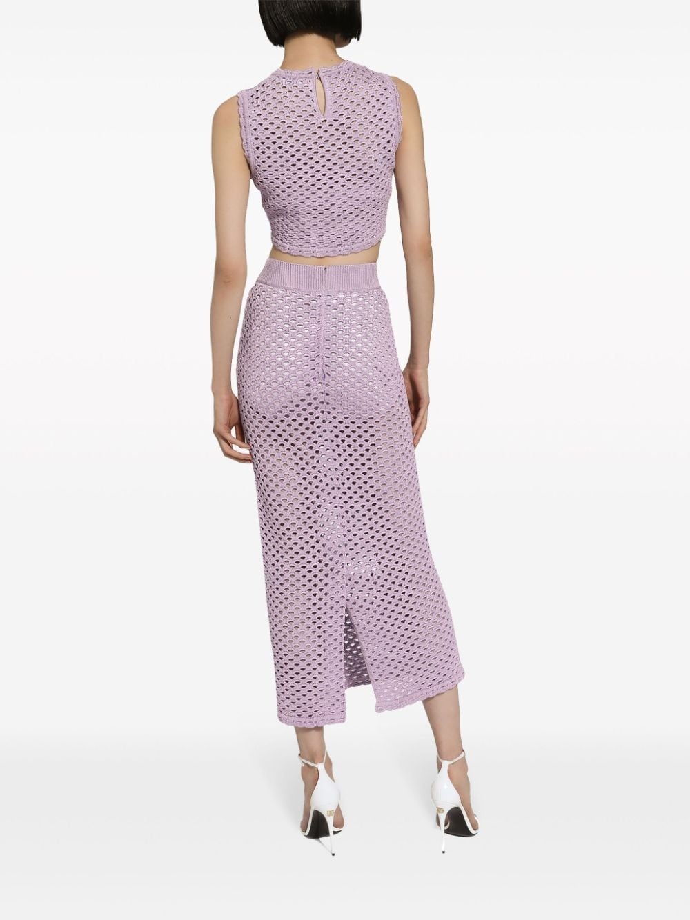 crochet-knit high-waist skirt - 4