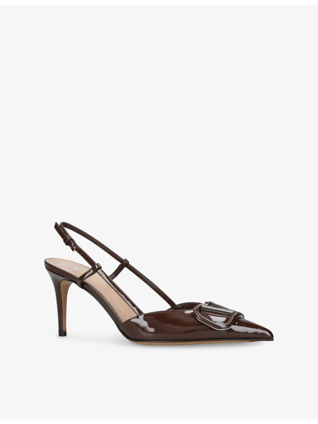 VLogo Signature 80 Patent-Leather Slingback Courts - 3