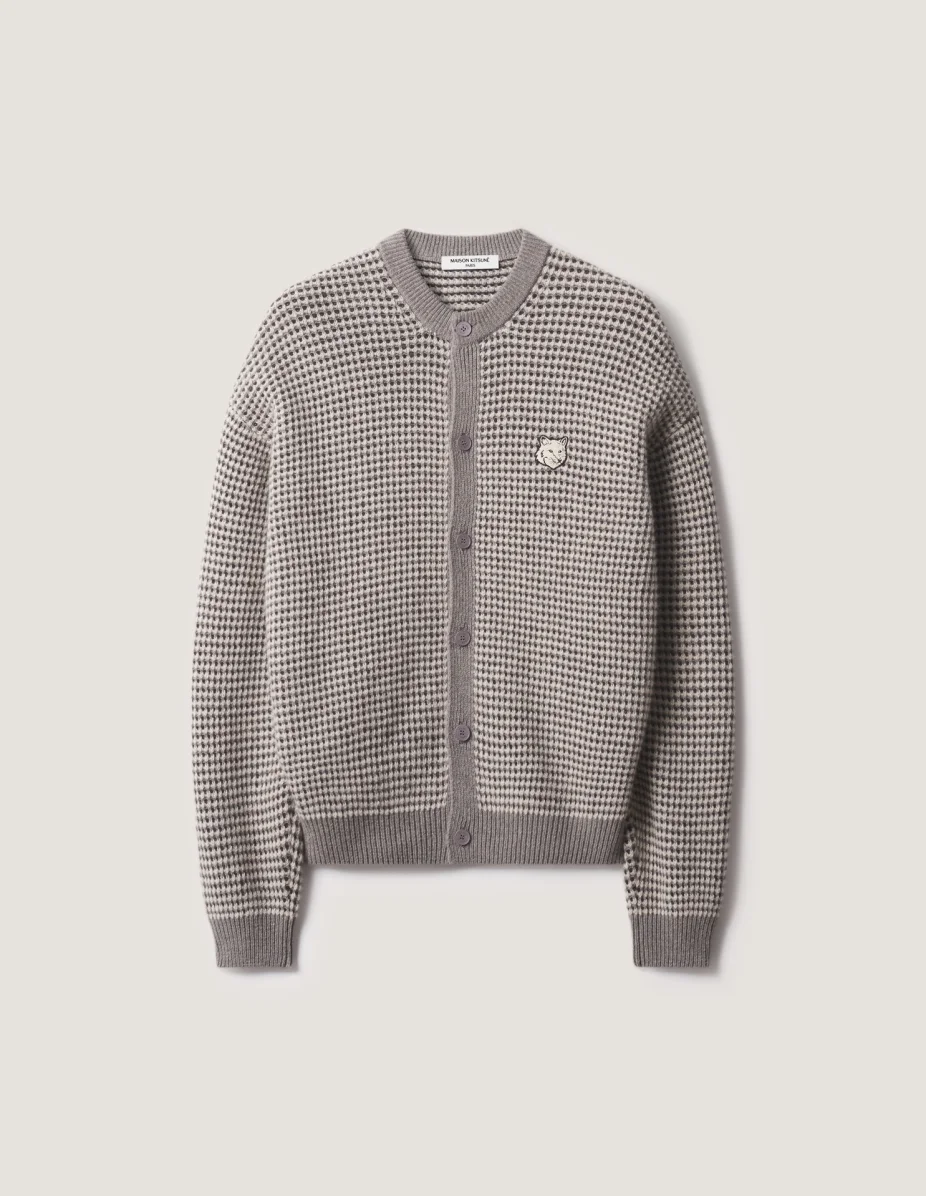 FOX HEAD WAFFLE STITCH COMFORT CARDIGAN - 1