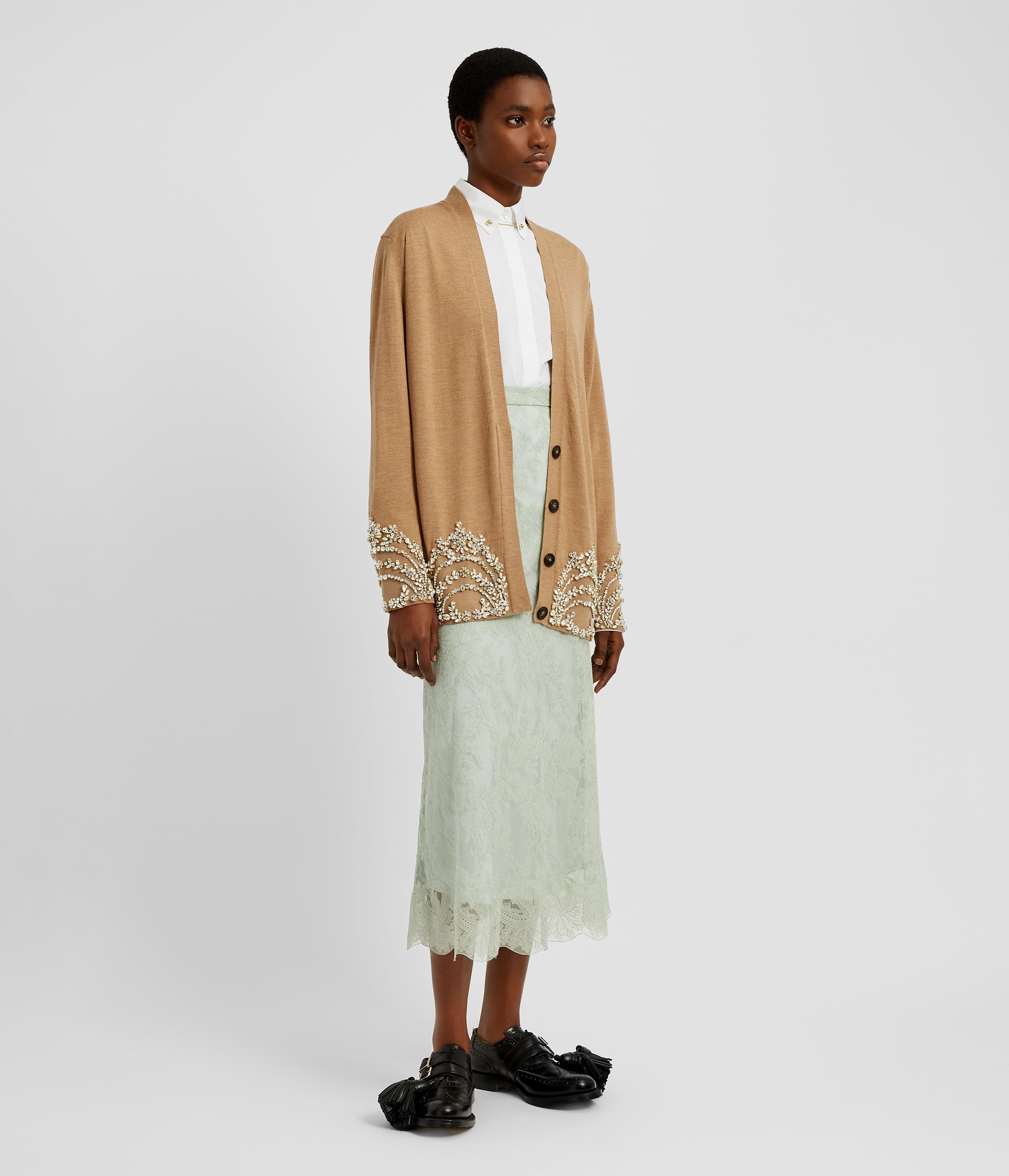 FINE MERINO CRYSTAL EMBROIDERED CARDIGAN - 4