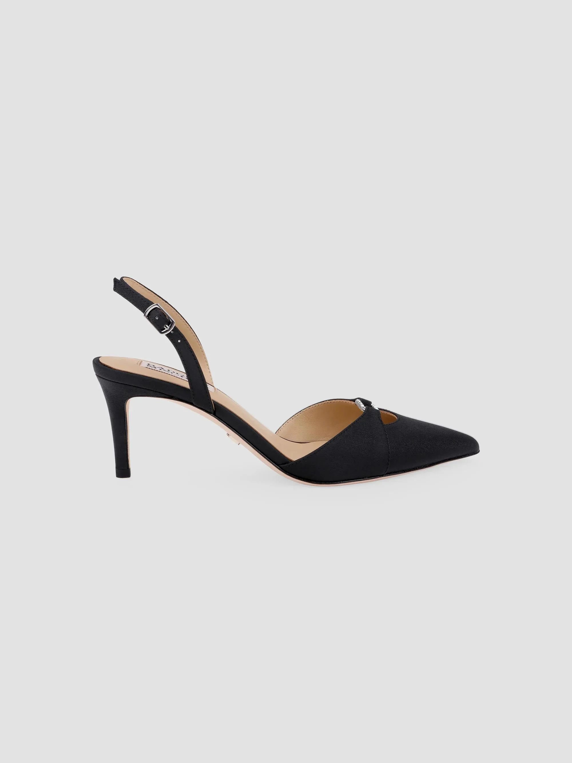 Women's Roger 65MM Embellished Satin Slingback Pumps - Black Crepe - 1