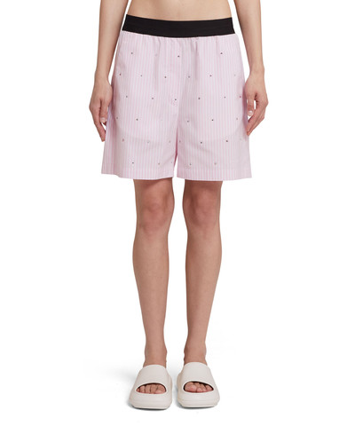 MSGM Poplin shorts with waistband logo and rhinestones all over outlook