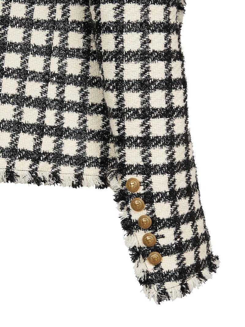 Checked wool blend jacket - 6