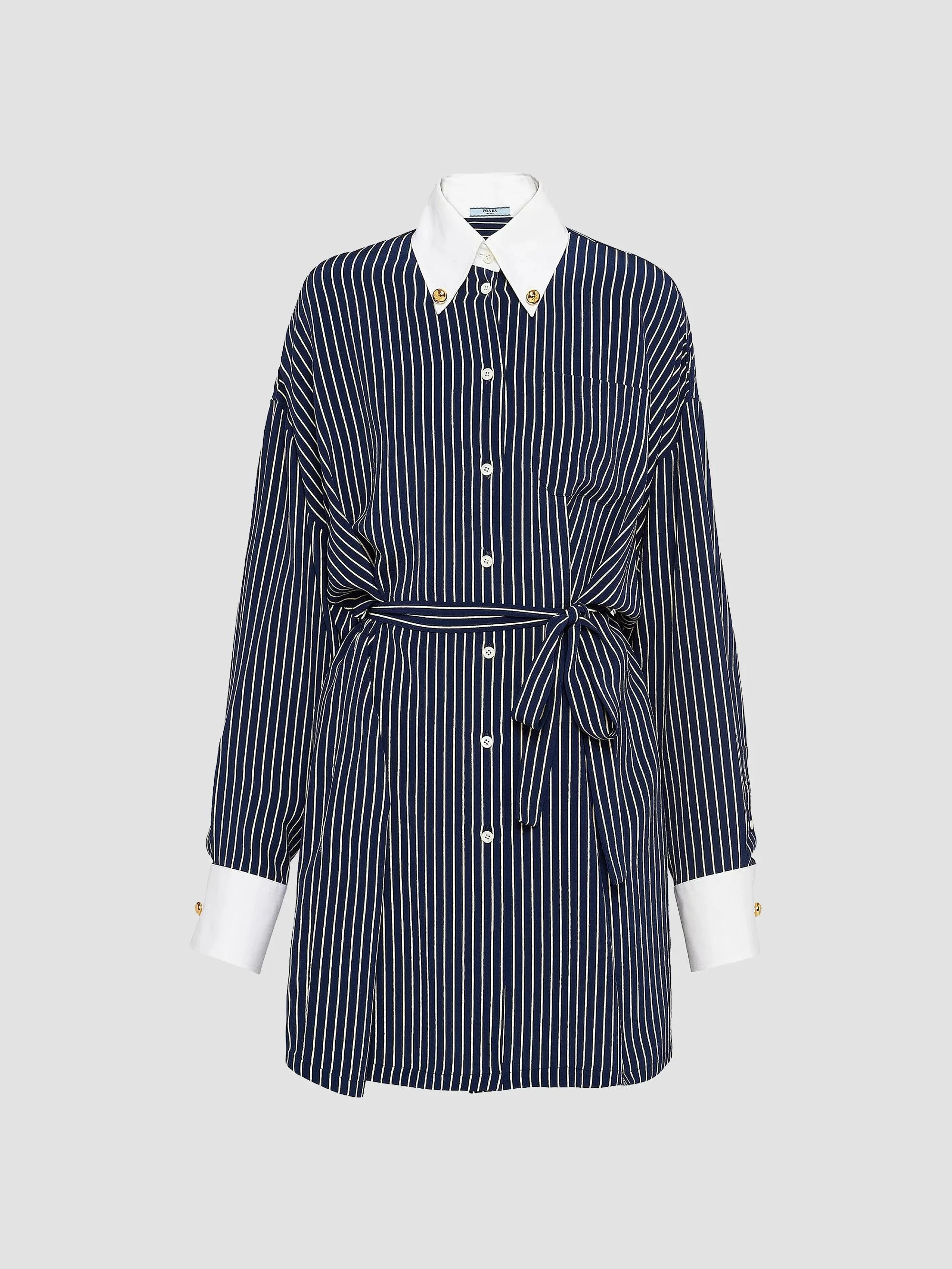 Women's Marocain Shirt Dress - Blue - 1