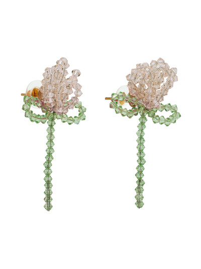 Simone Rocha Pink & Green Cluster Flower Earrings outlook