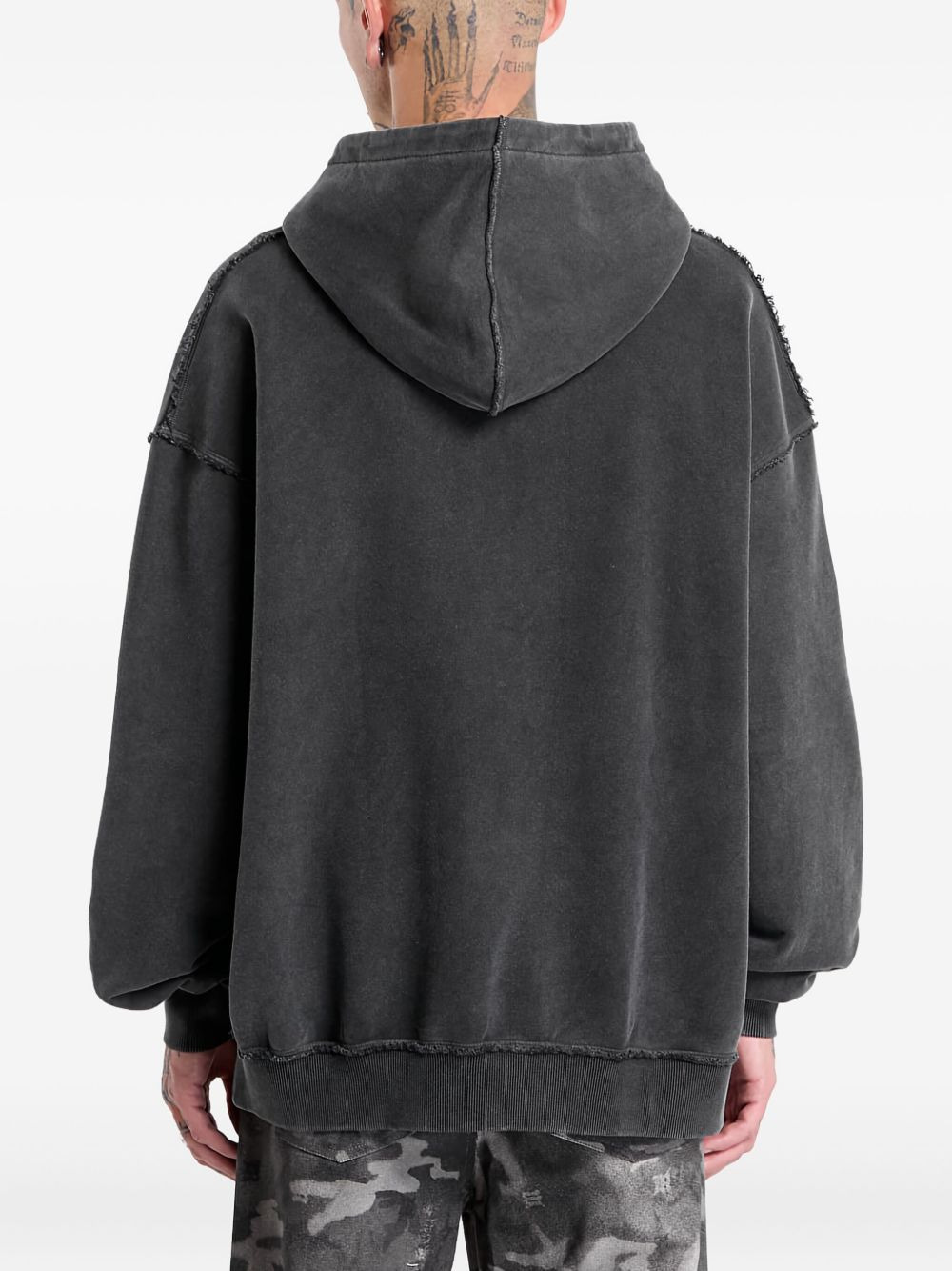 frayed-hem hoodie - 4