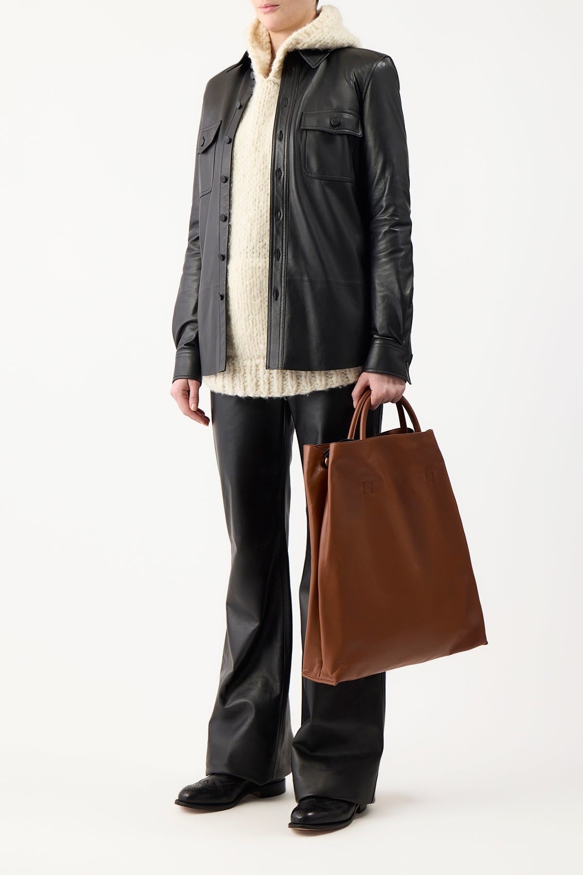 Vesta Pant in Black Leather - 4