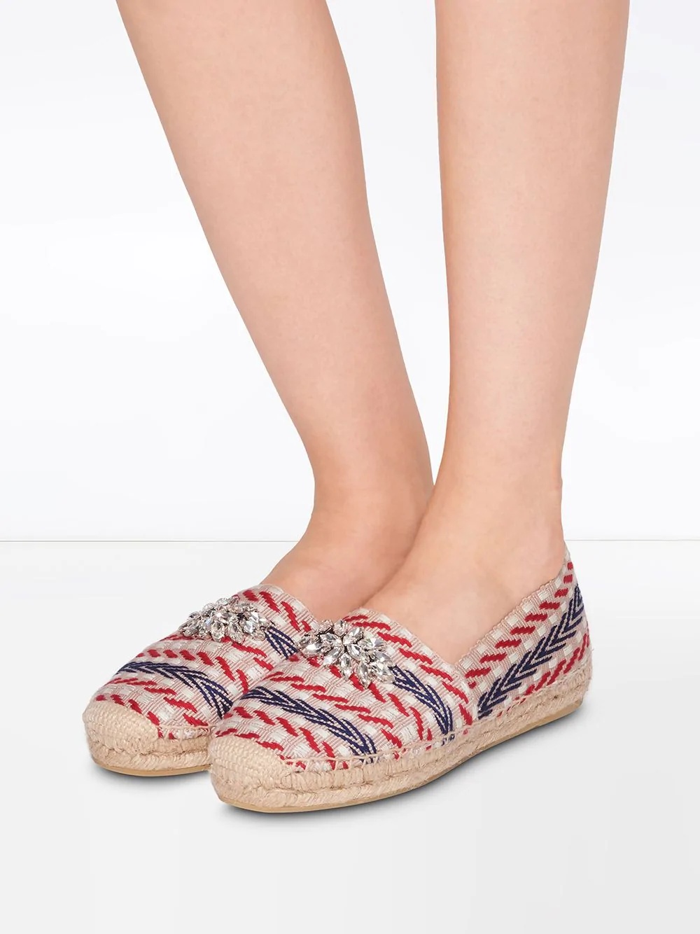 crystal-embellished geometric-pattern espadrilles - 5