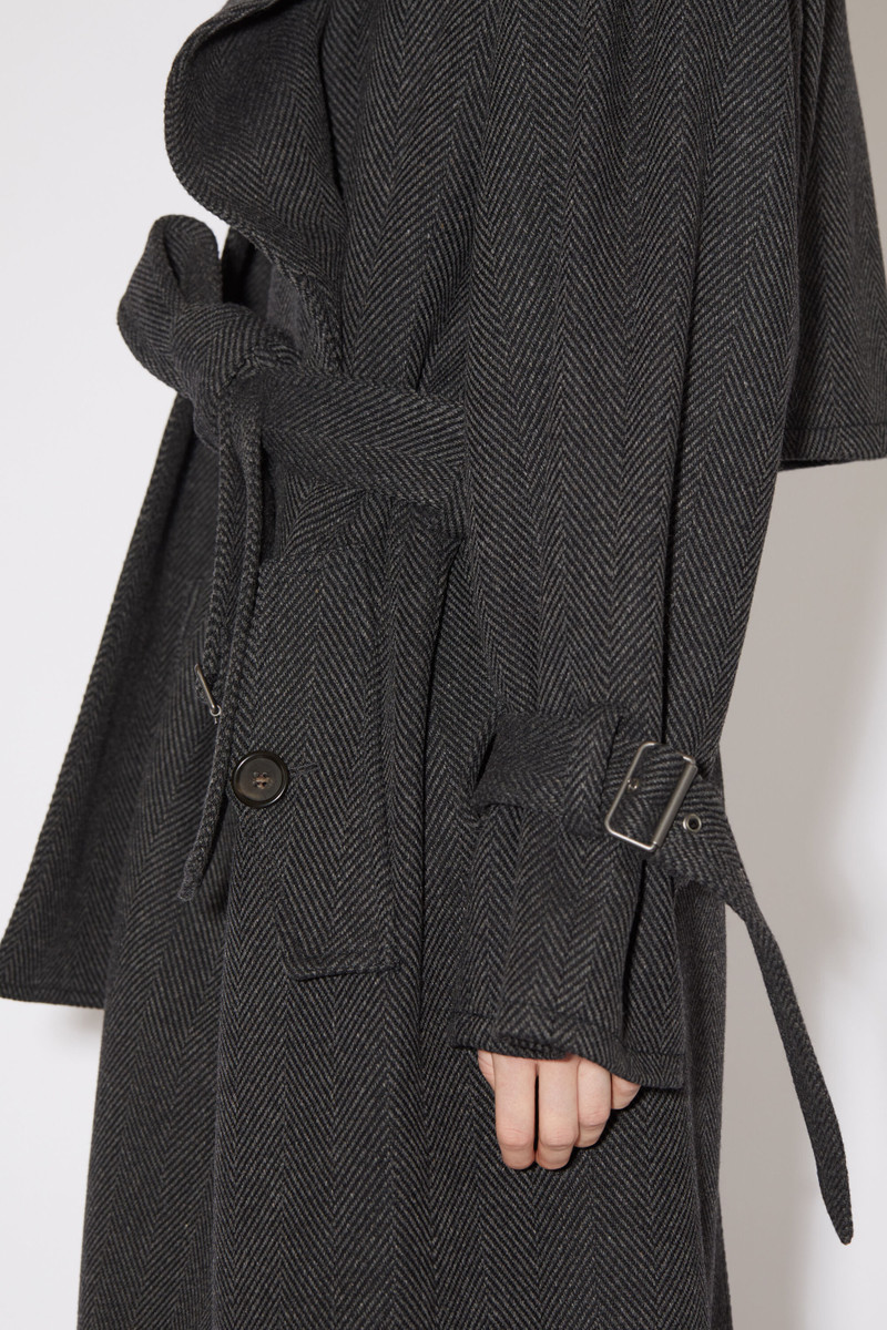 Scarf collar trench coat - Grey/black 5