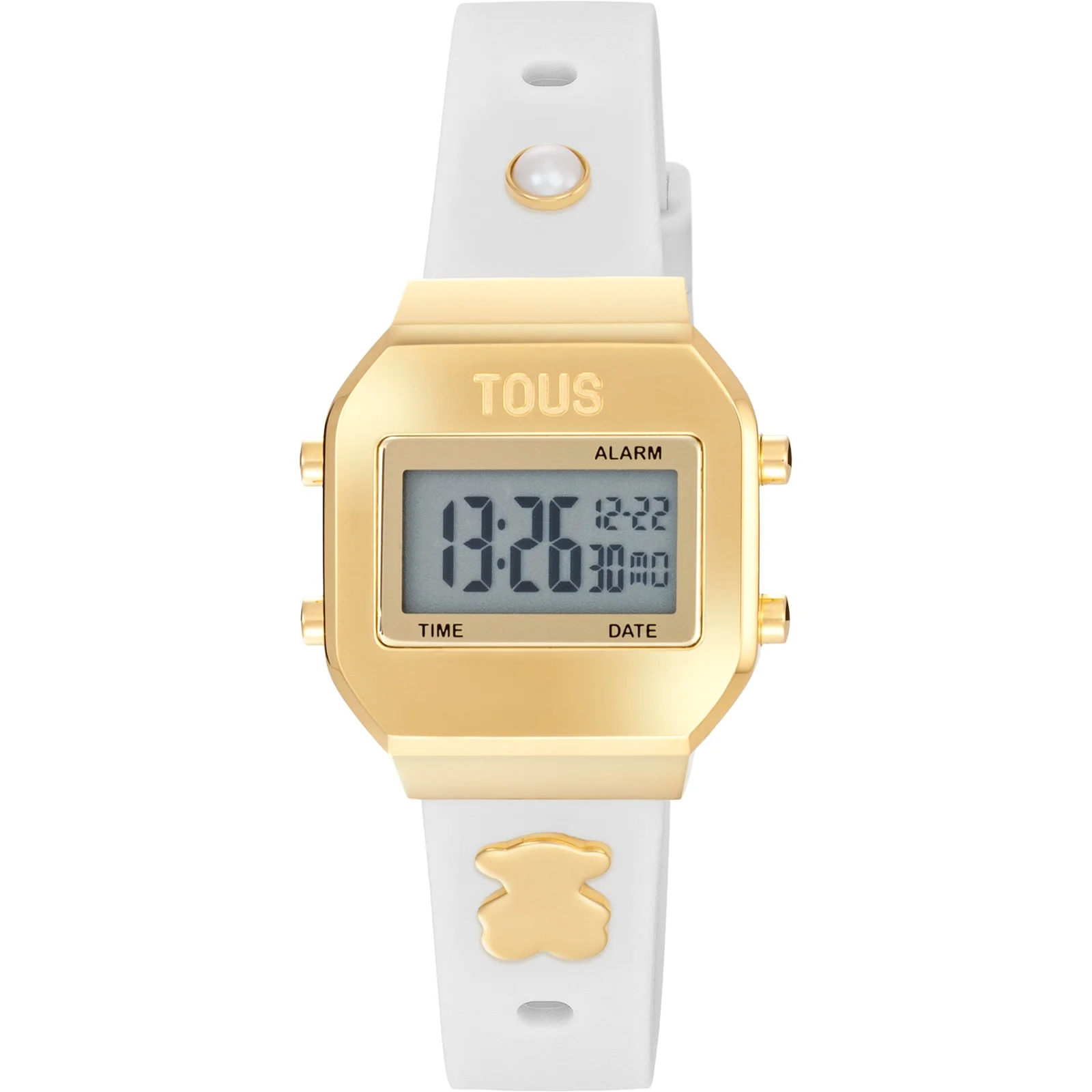Digital Watch with white strap, gold-colored steel, and gemstones TOUS XPRESURSLF. - 1