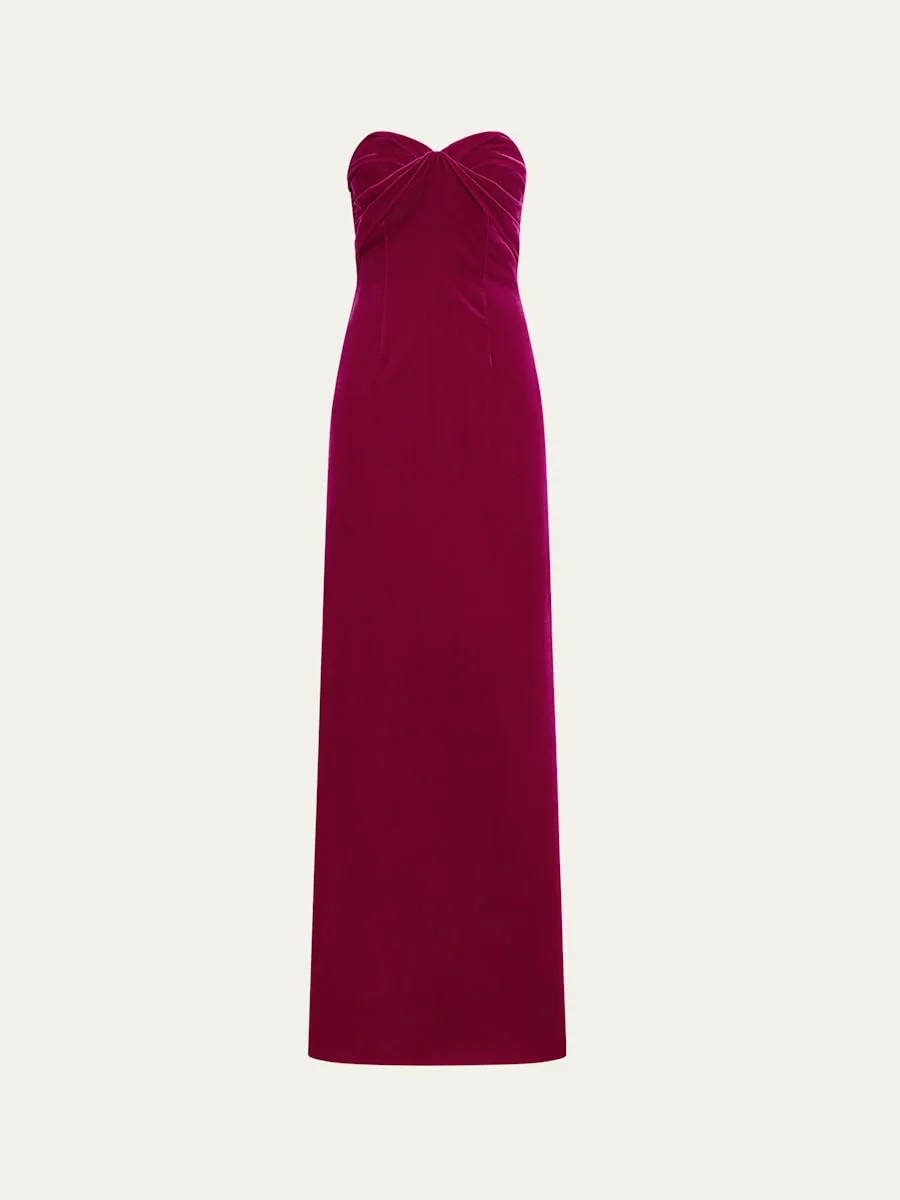 Strapless Velvet Column Gown - 1