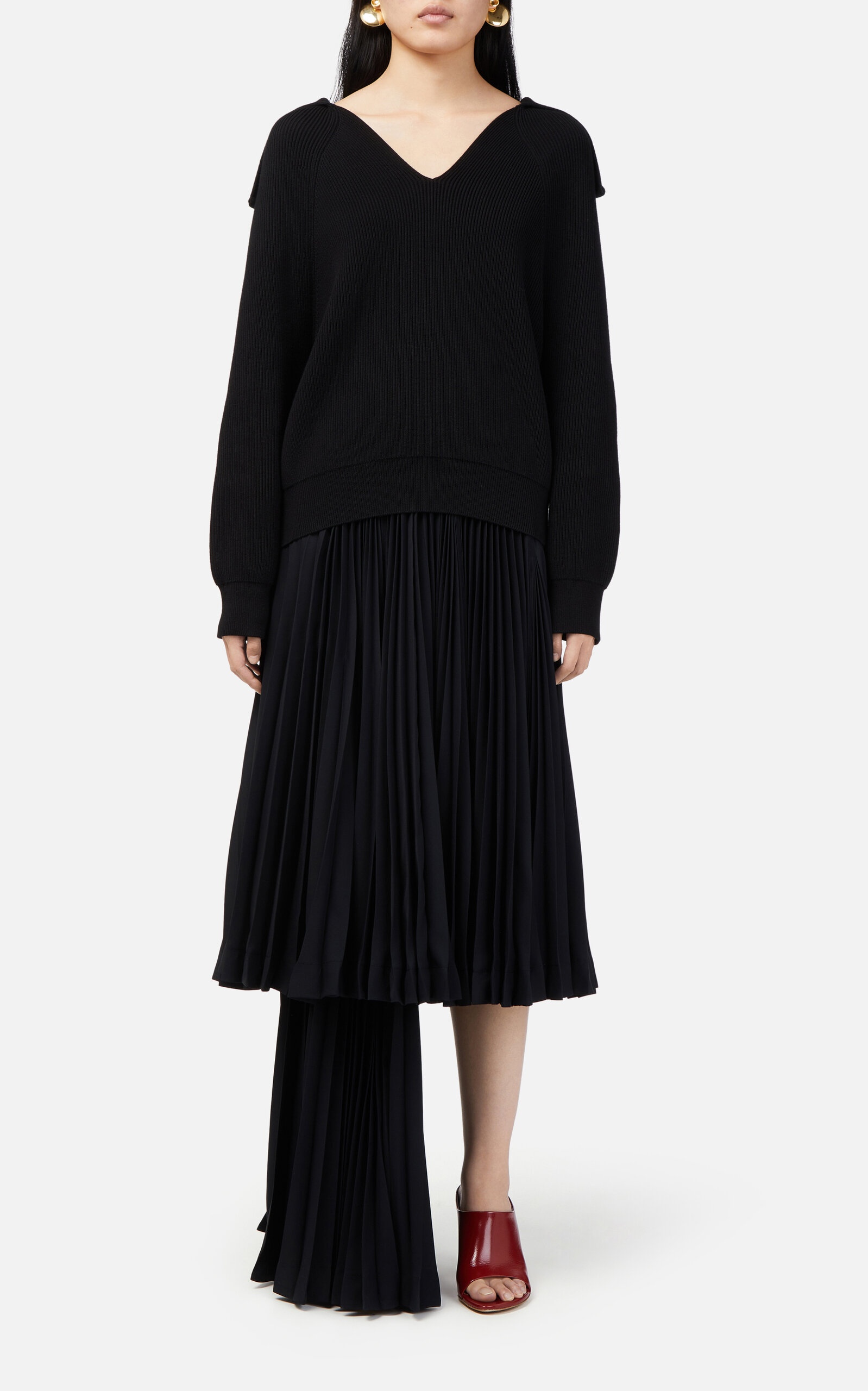 Ribbed-Knit Cotton Sweater black - 3