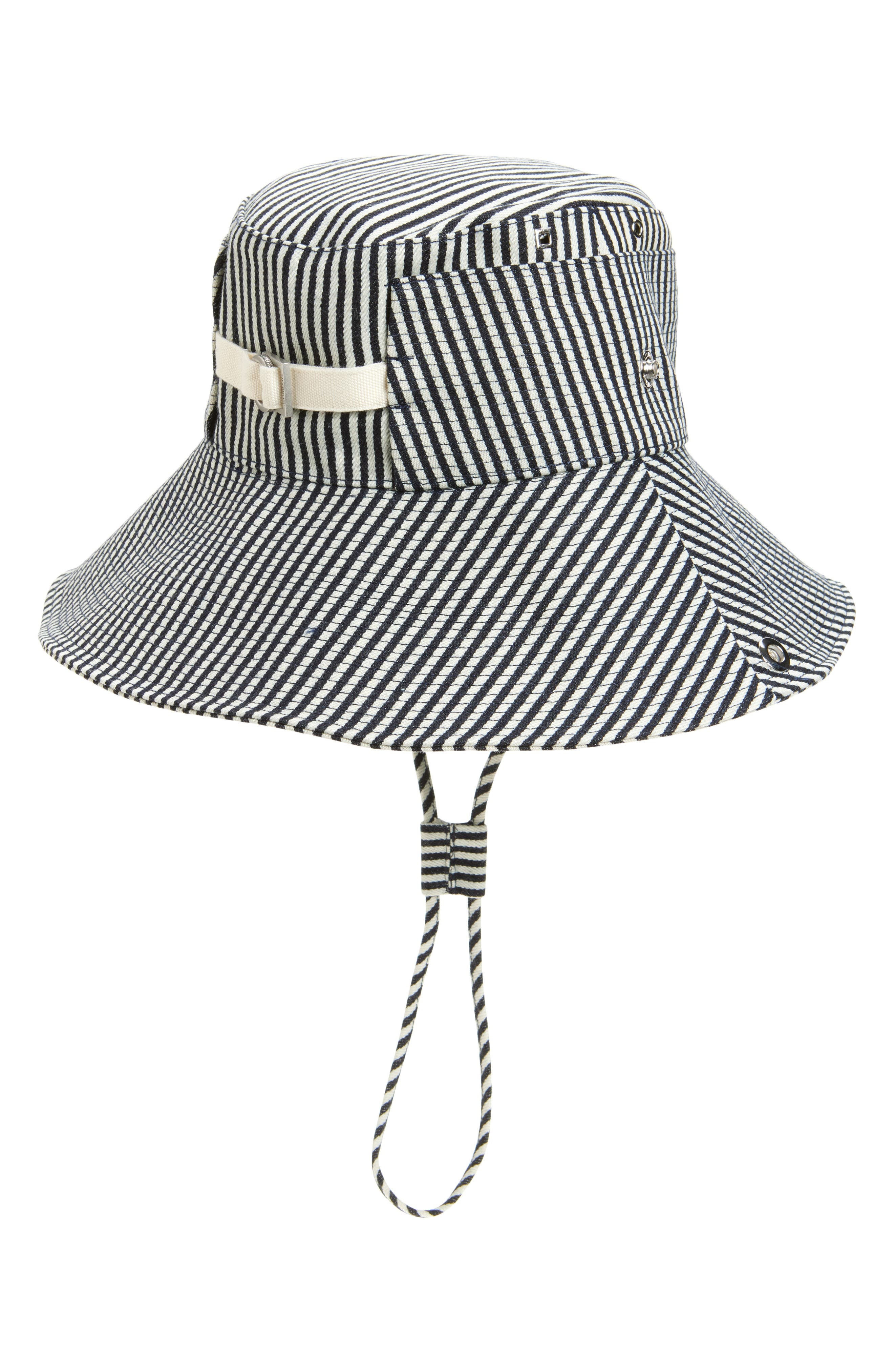 Jacquemus Le Bob de-Nîmes Cotton Twill Bucket Hat in Navy/White Stripe 3Fu at Nordstrom - 3