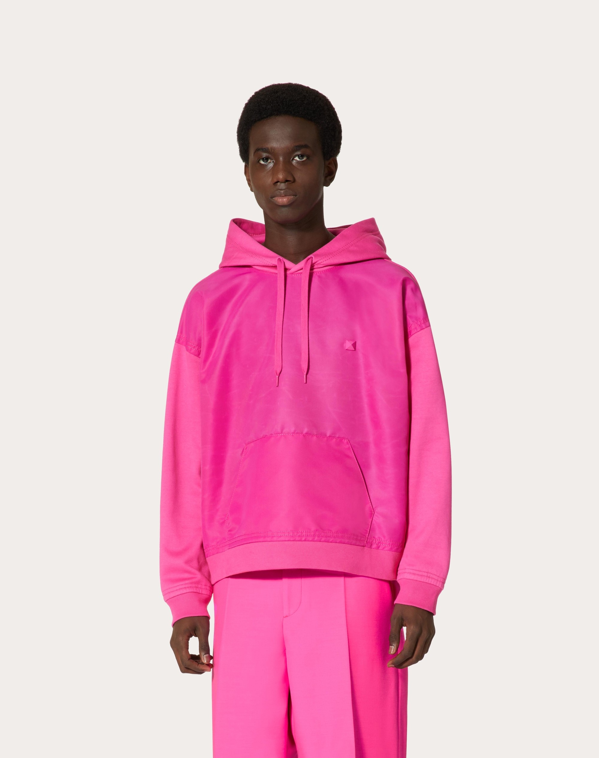 COTTON SWEATSHIRT WITH NYLON PANEL AND STUD DETAIL - 3
