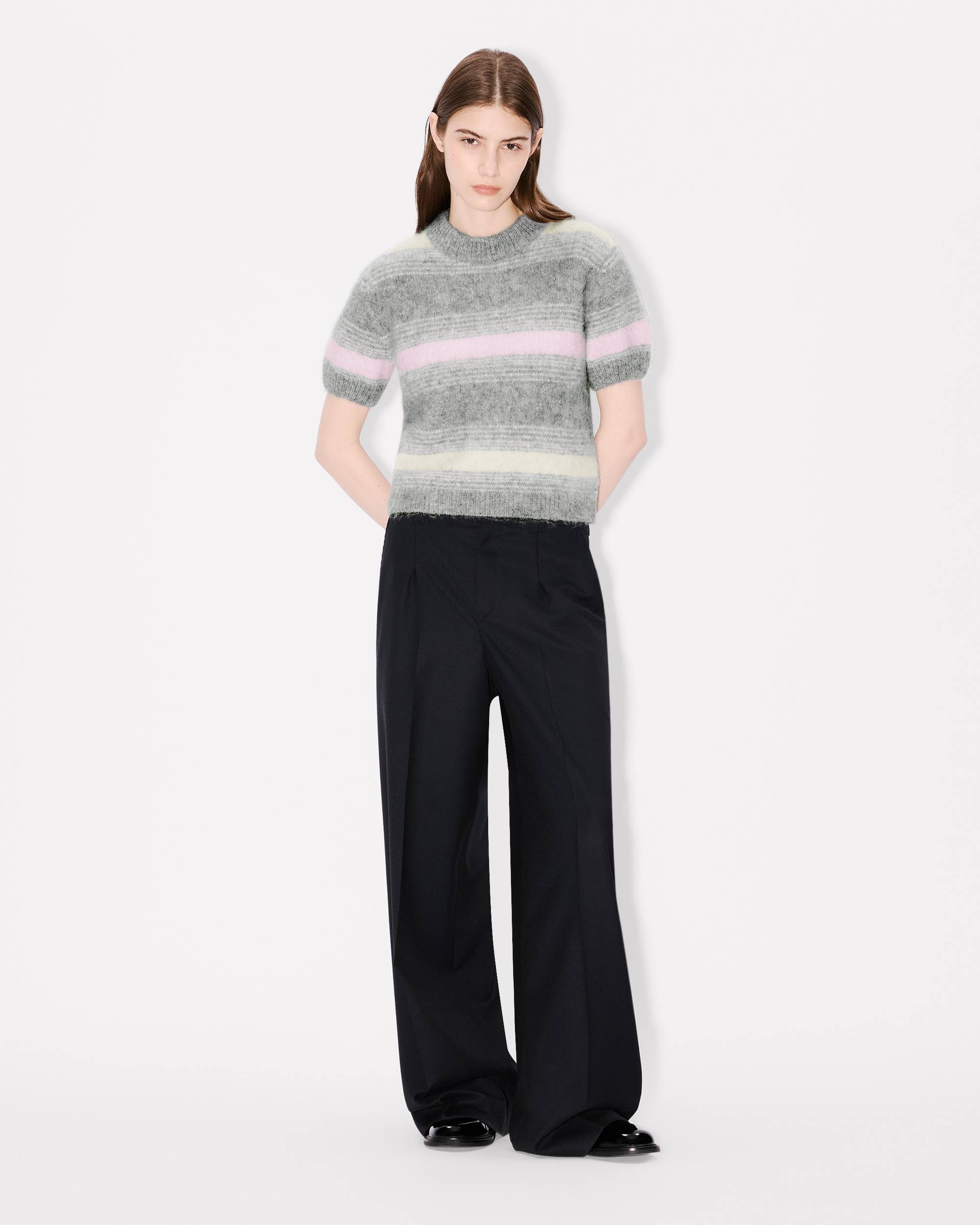 'KENZO Speed Stripe' hairy knitted top in mixed alpaca wool - 5