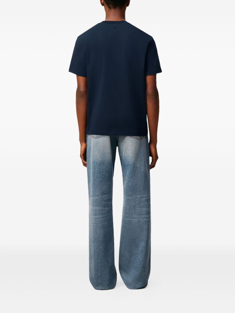 embroidered logo ribbed neck t-shirt - 4