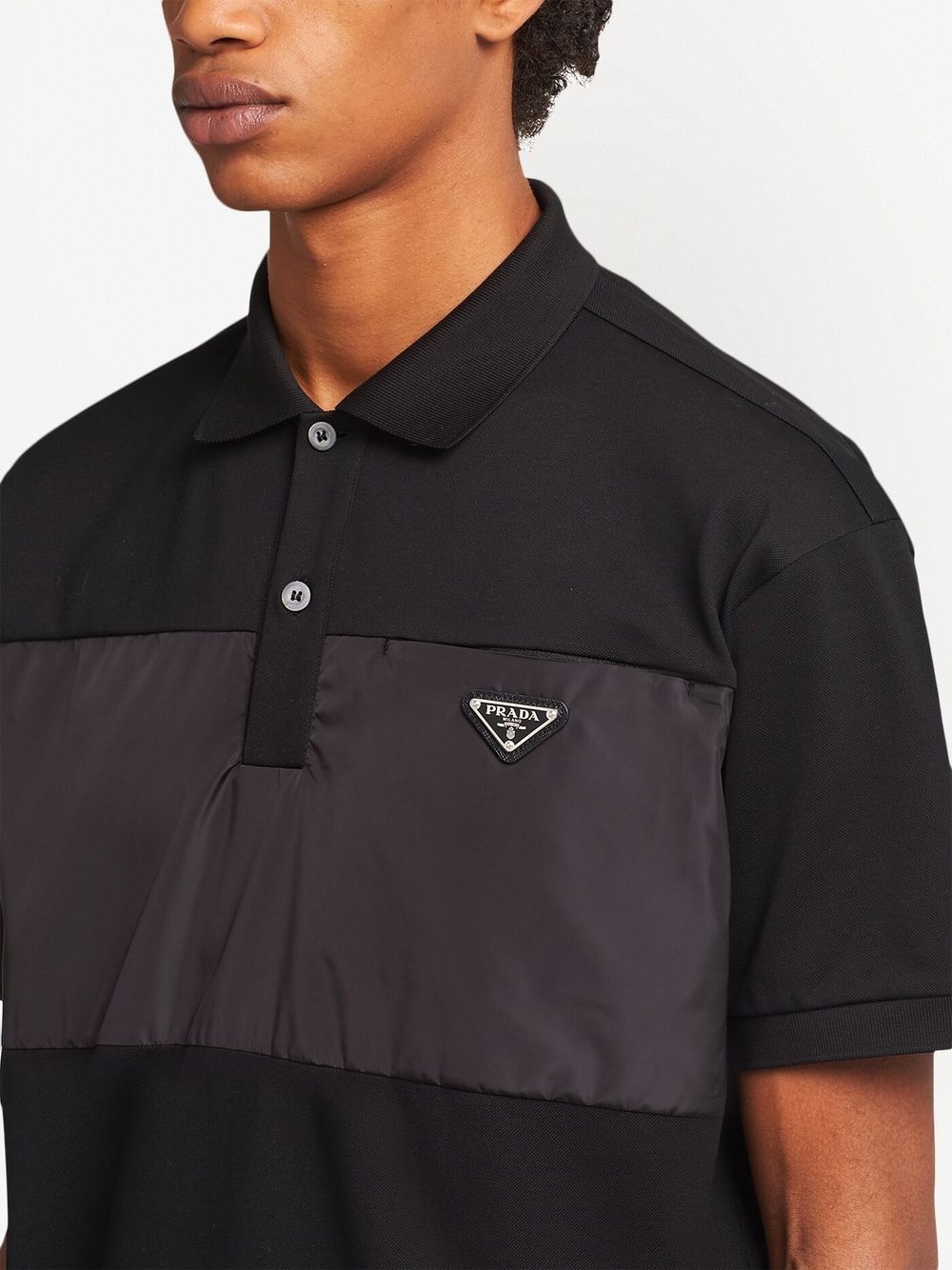 triangle-logo panelled polo shirt - 4