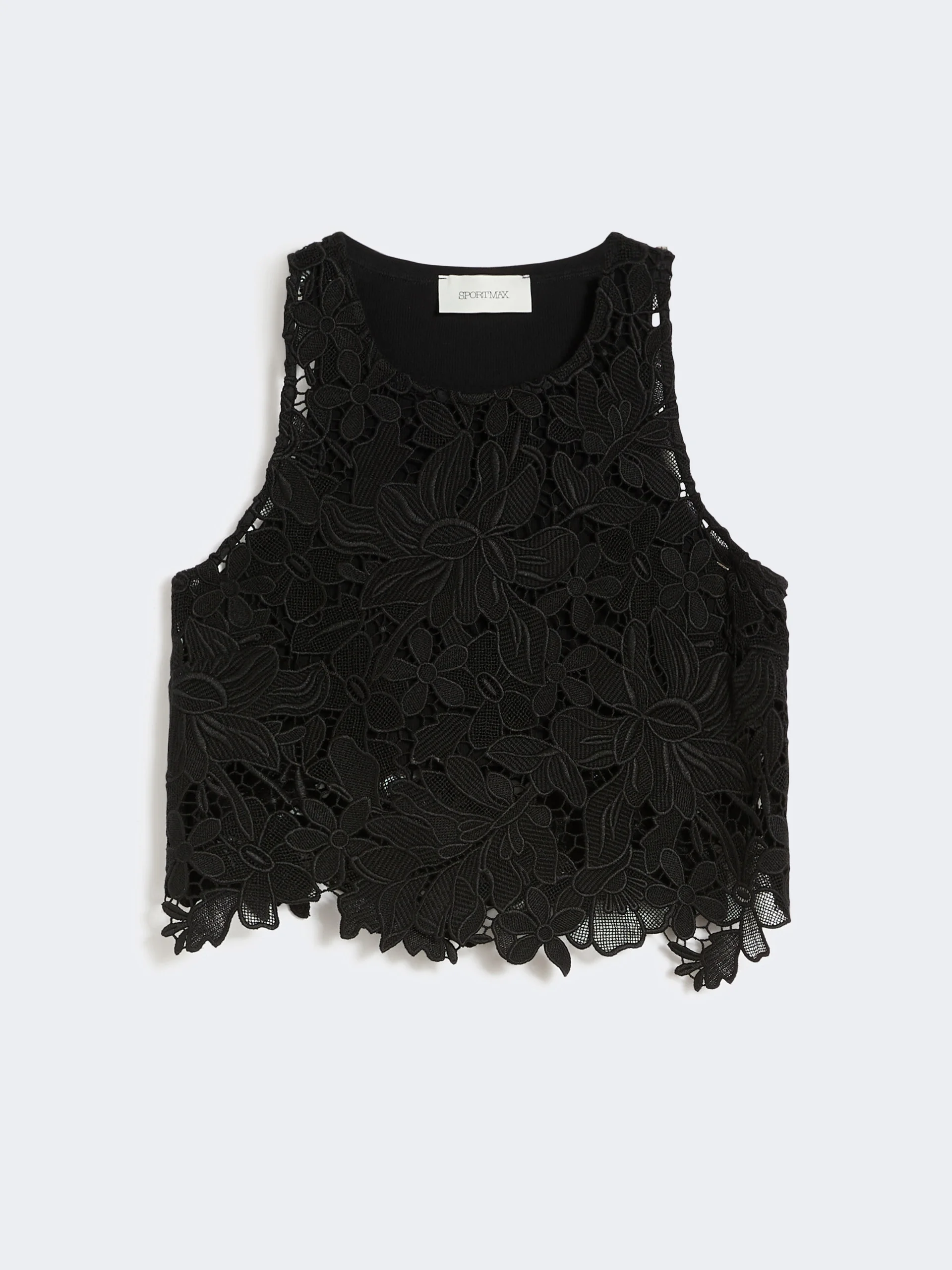 Short macramé top - BLACK - 1