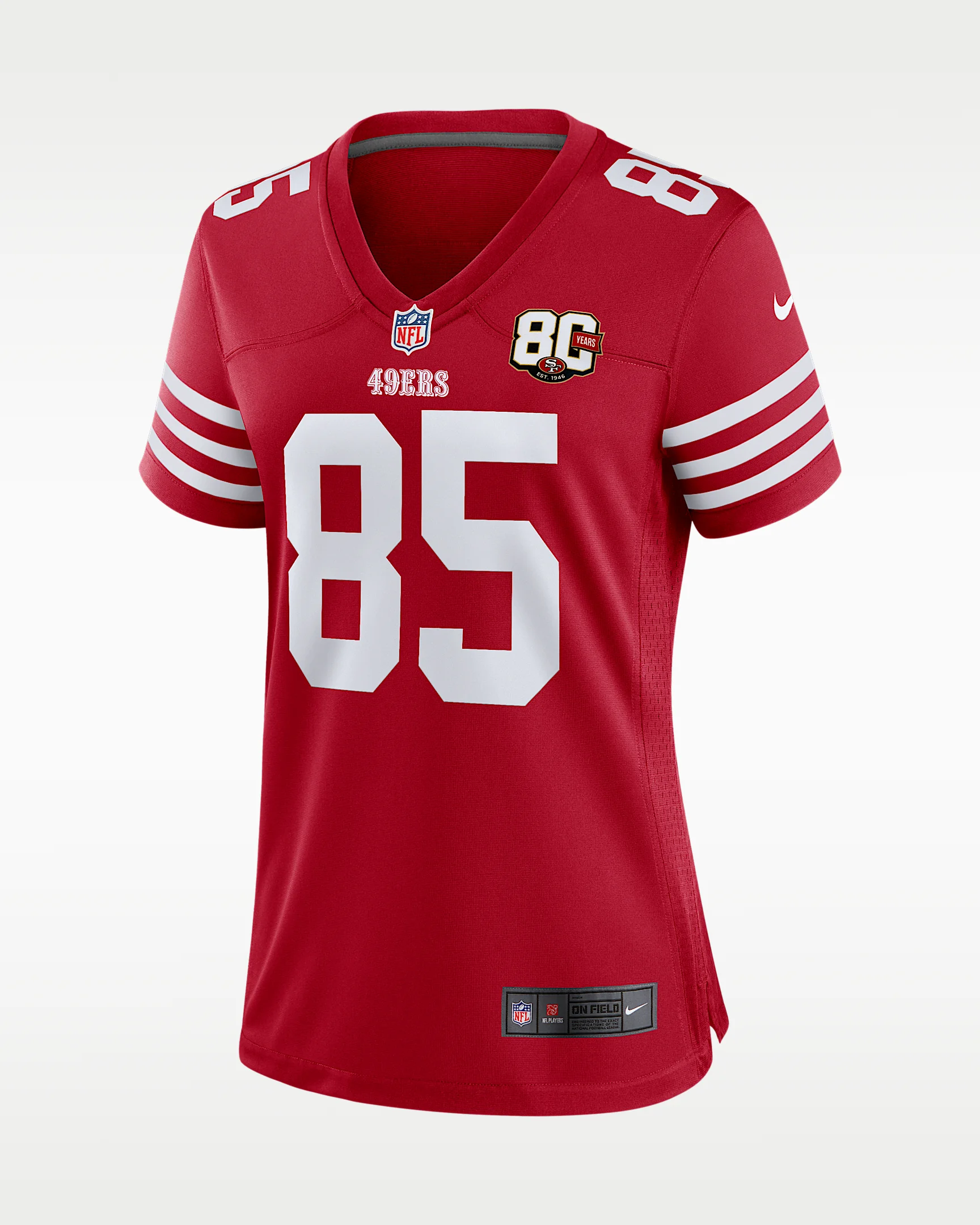 George Kittle San Francisco 49ers 80th Anniversary Women's Nike NFL Game Jersey - 1
