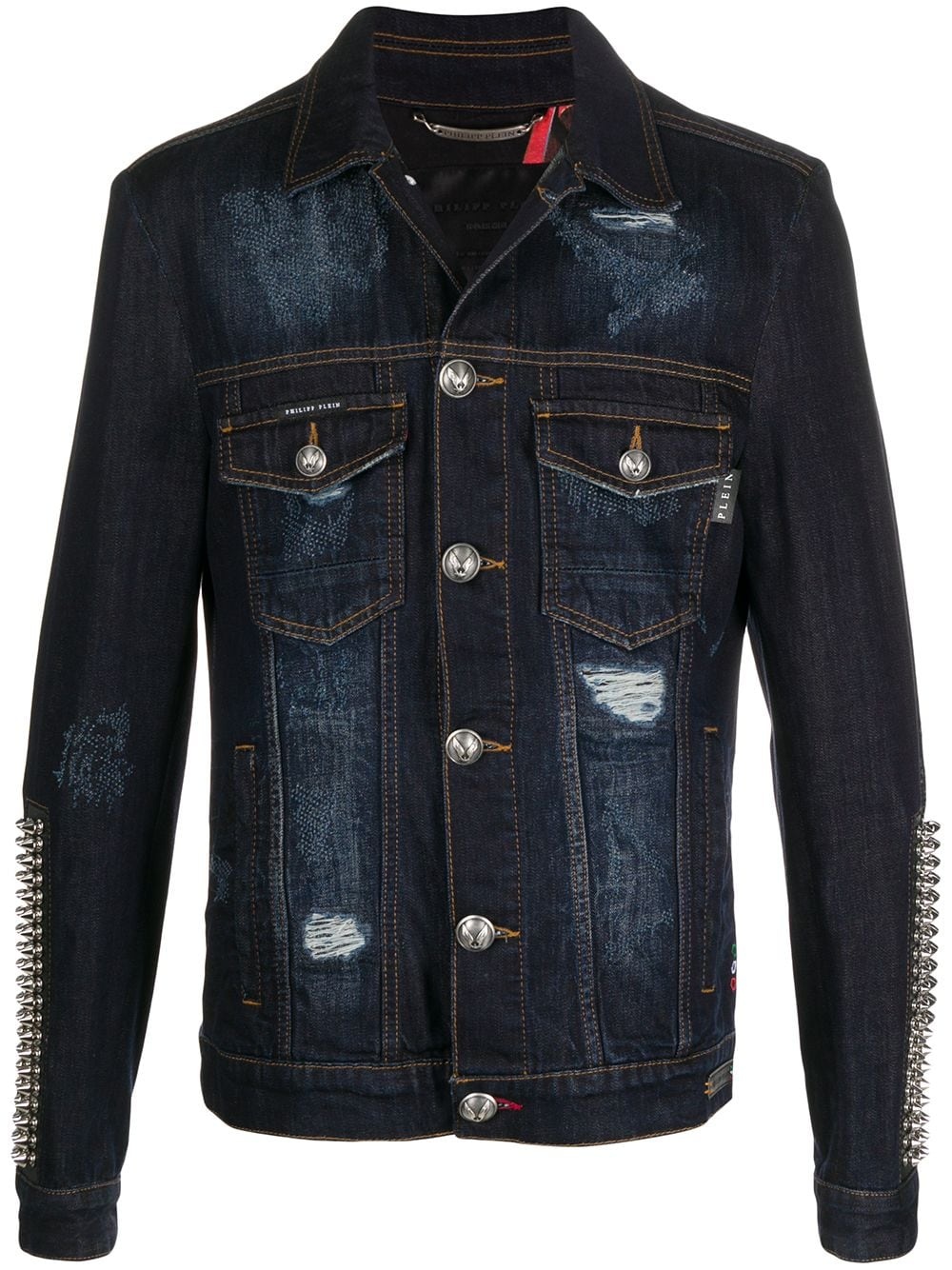 spike sleeve denim jacket - 1