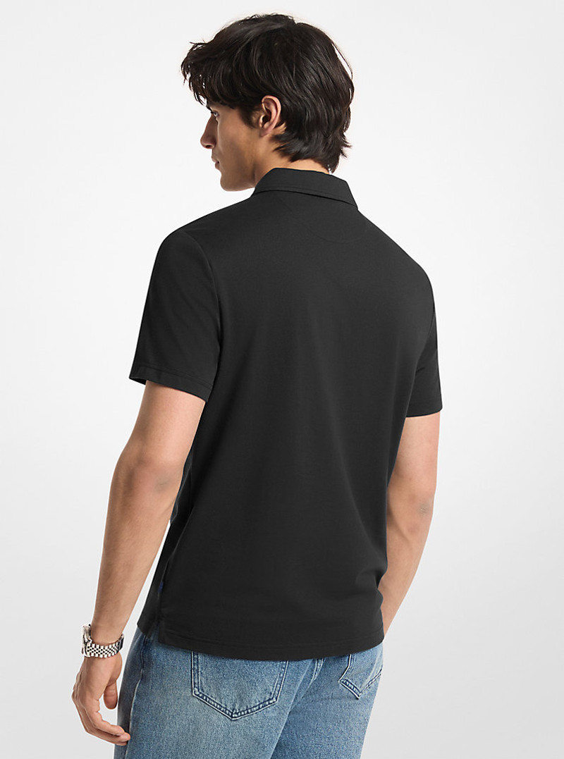 MICHAEL KORS Cotton Blend Piqué Zip-Up Polo Shirt outlook