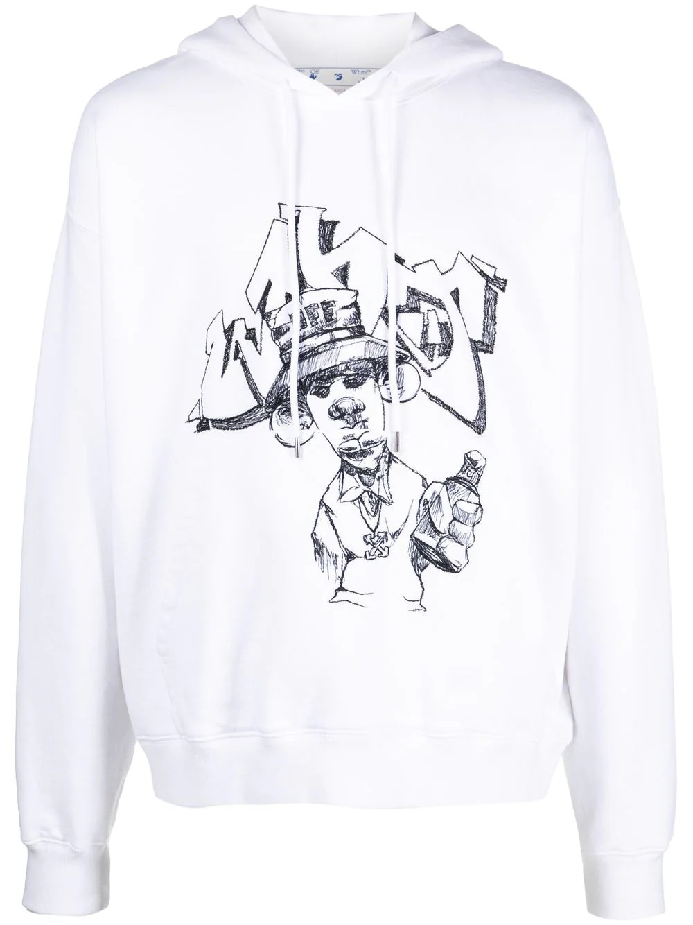 embroidered graffiti drawstring hoodie - 1