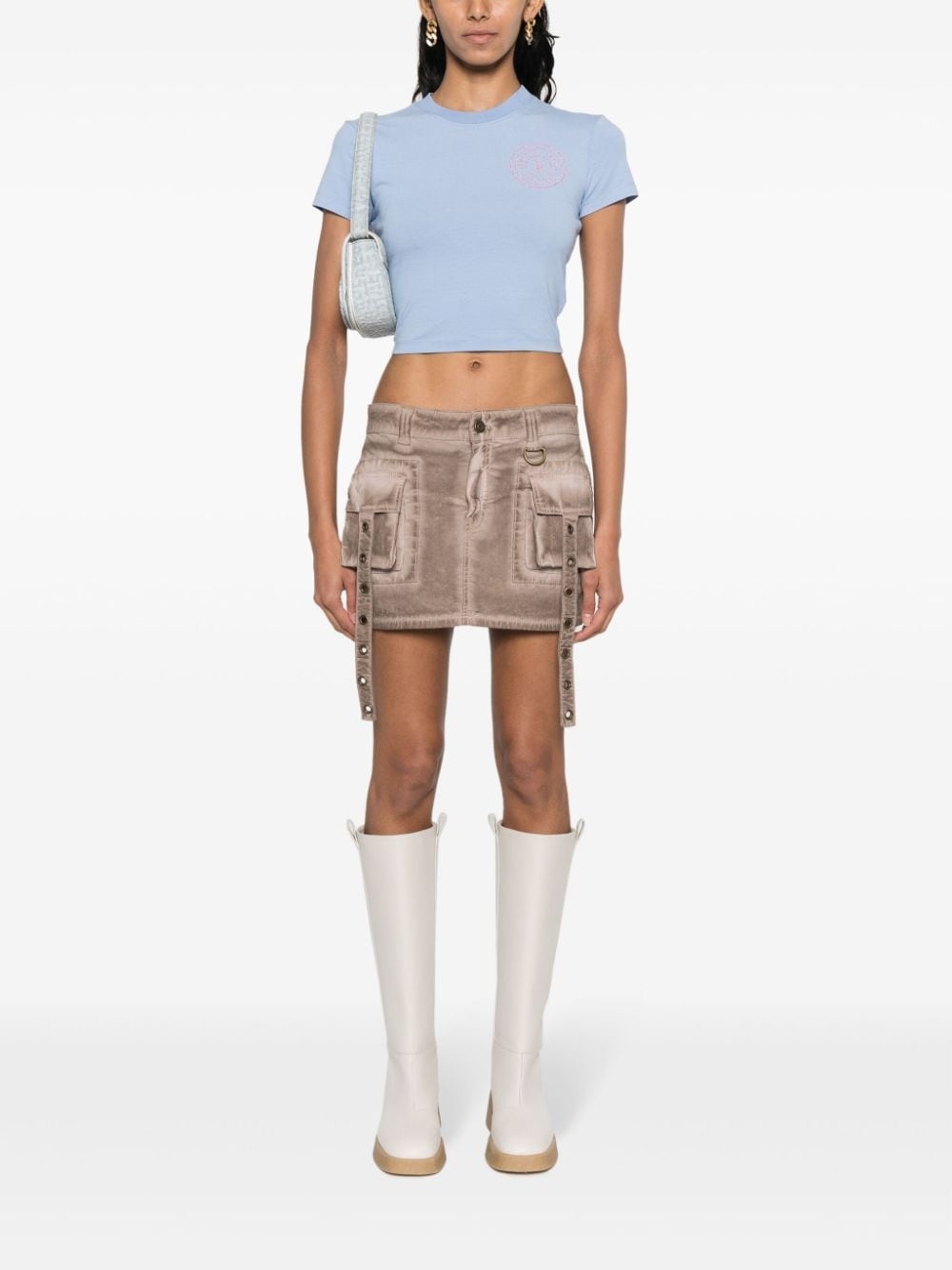 glitter-logo cropped cotton T-shirt - 2
