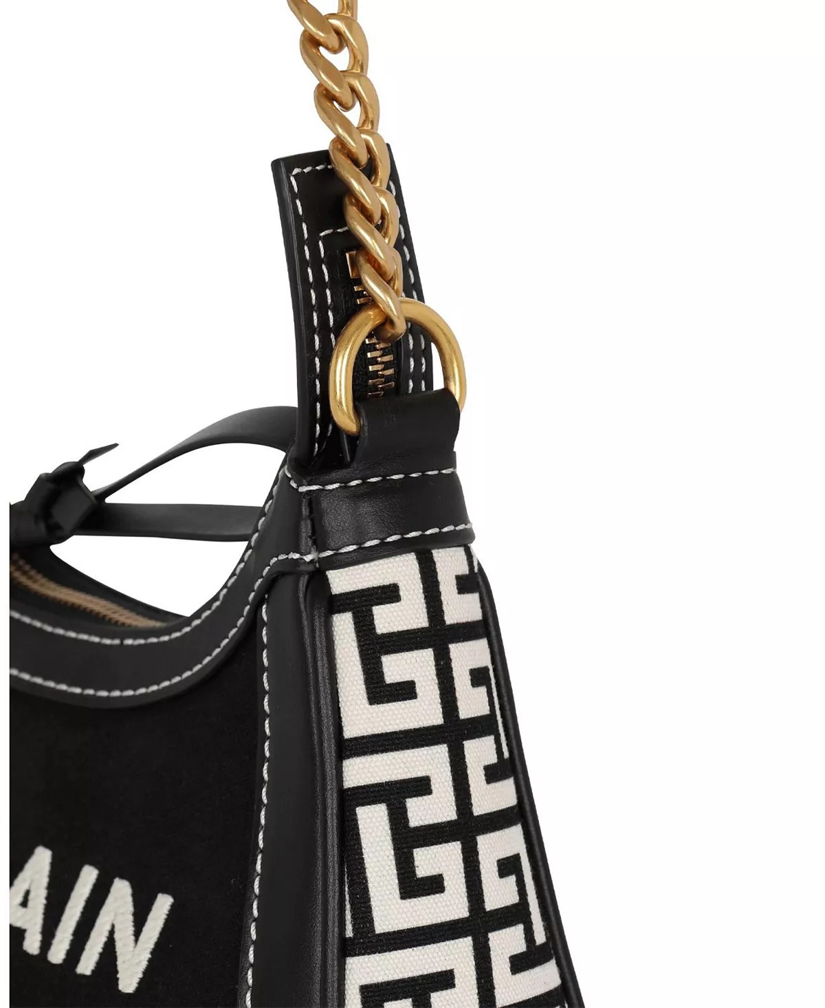 Women's B-Army Handbag in Monogrammed Canvas and Leather - 3